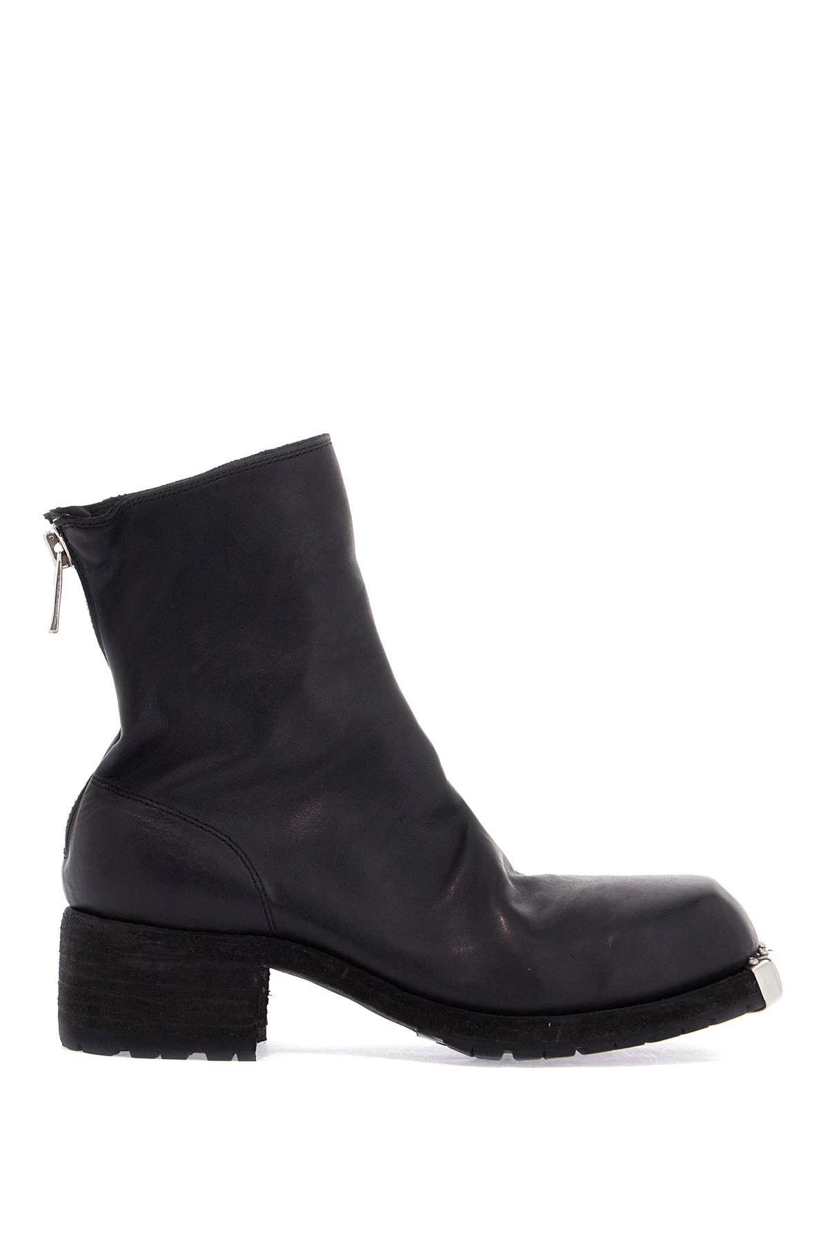 Guidi Black Horse Leather Boots With Side Zip And Metal Insert