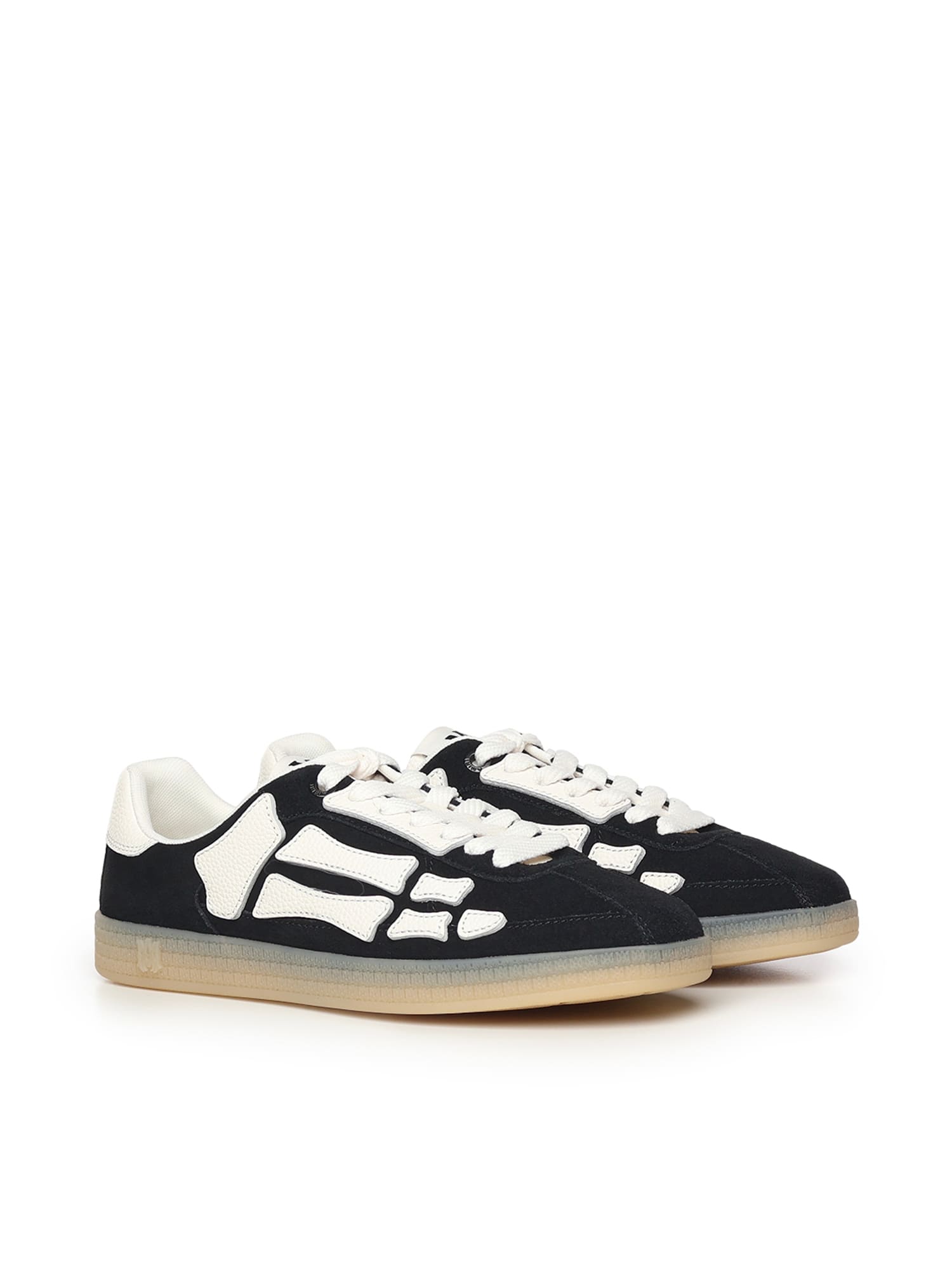 Amiri Pacific Bones Black Sneakers With Contrasting Side Patches And Logo Patch On The Tongue In Leather M In Black