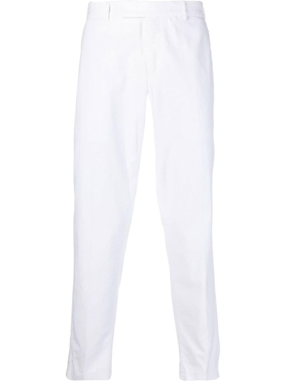 Shop Pt01 Rebel Stretch Velvet Trousers In Pigment White