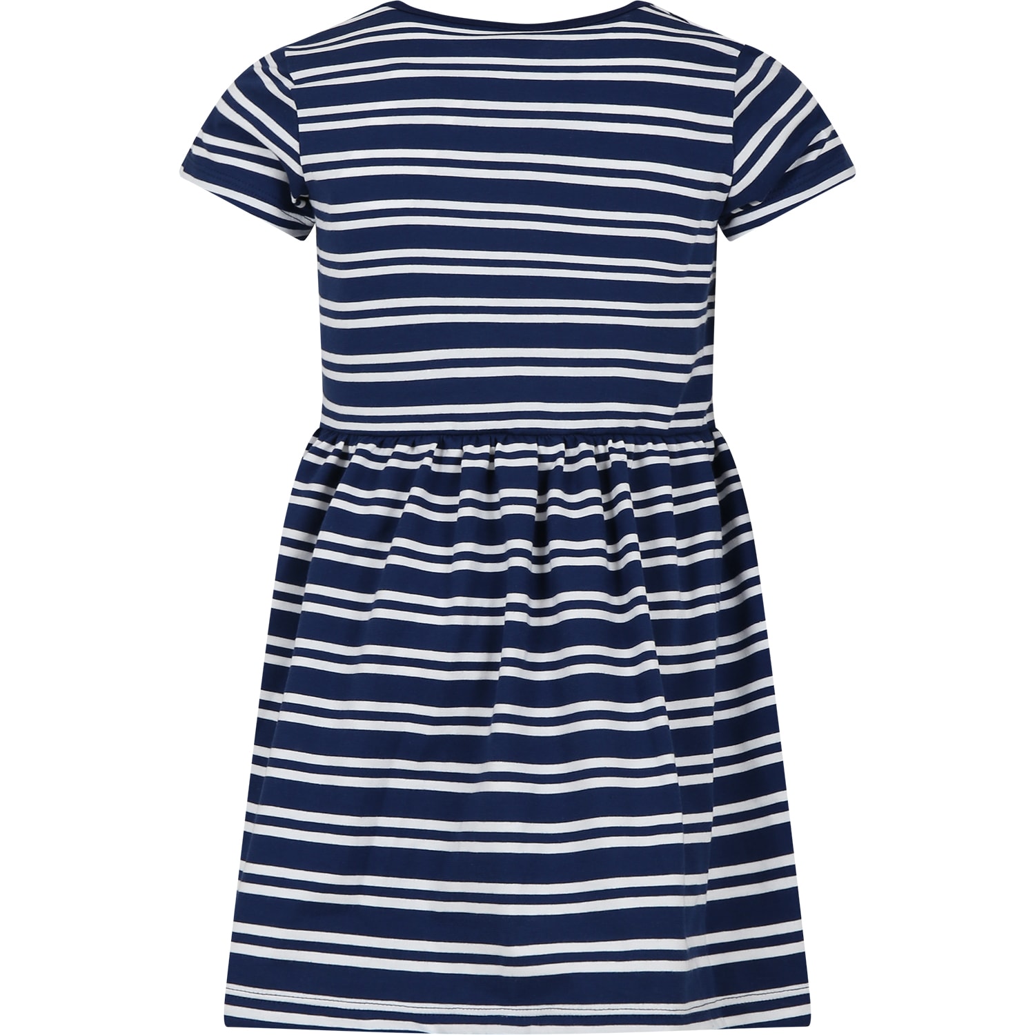 Shop Petit Bateau Blue Dress For Girl With Stripes