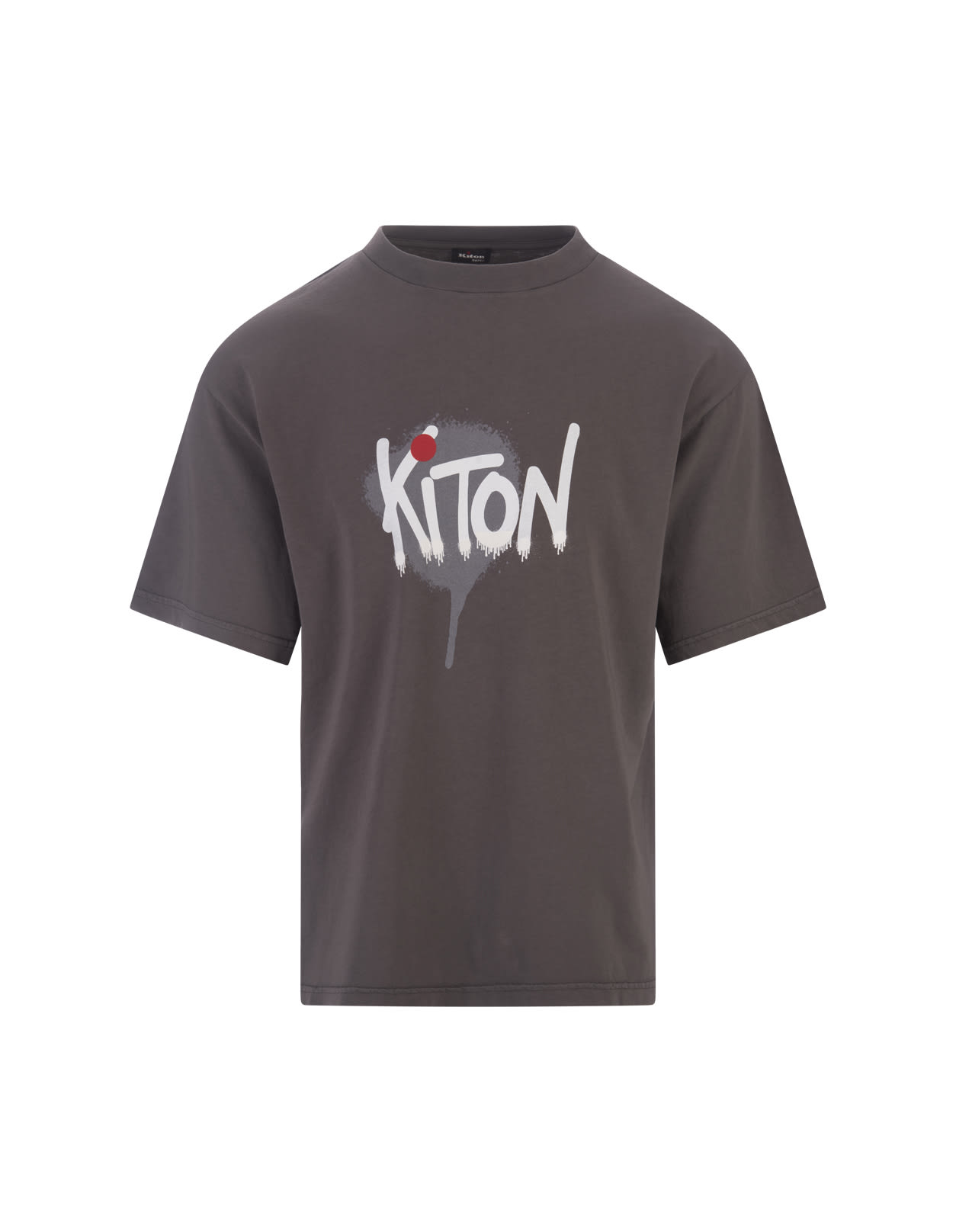 Kiton Grey T-shirt With Graffiti Style  Logo