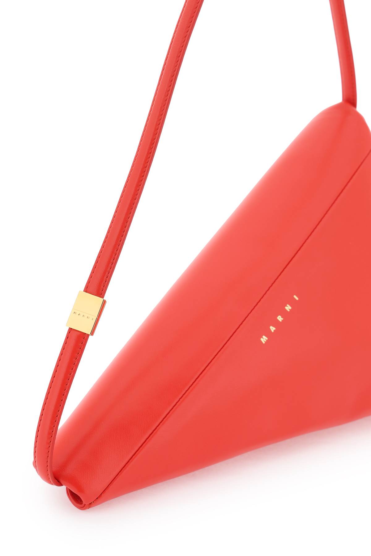 Shop Marni Leather Prisma Triangle Bag In Arbutus (red)