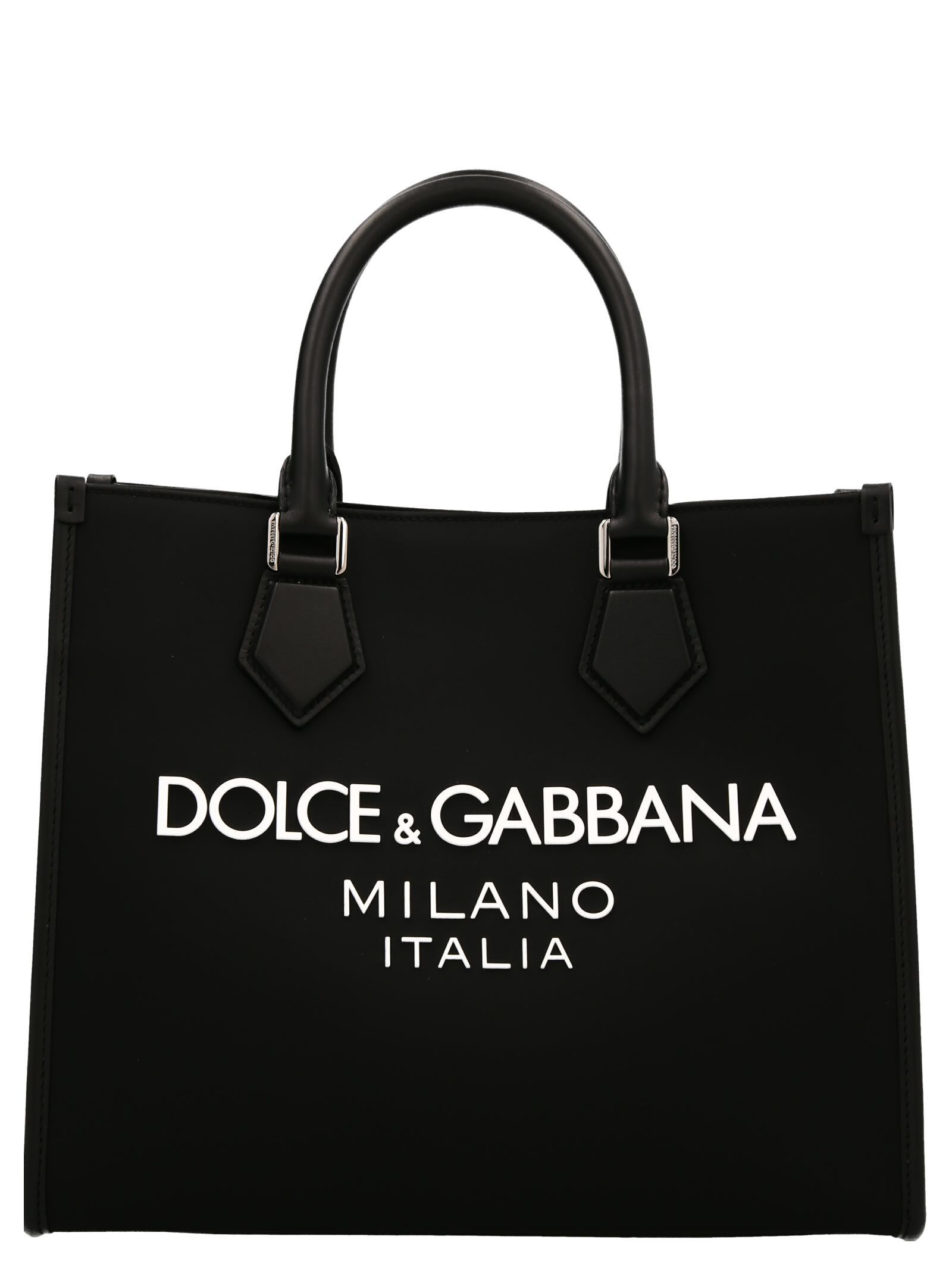 Dolce & Gabbana Logo Shopping Bag In White/black