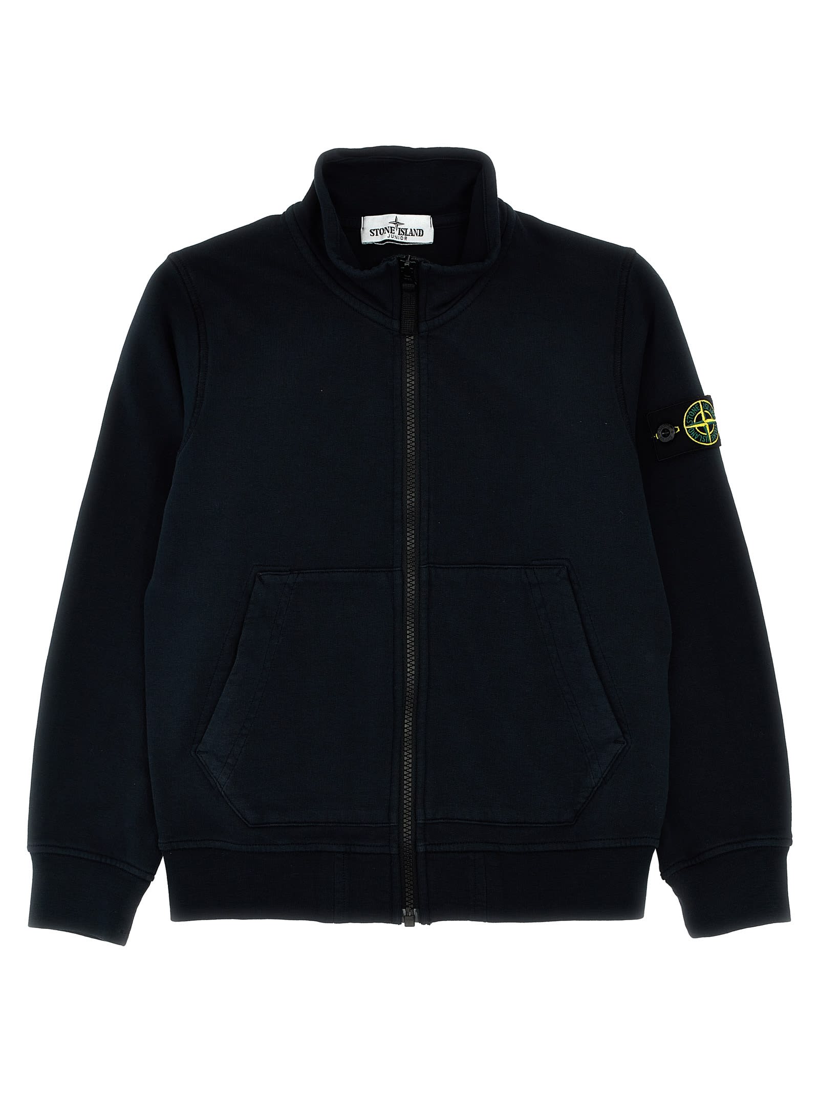 Stone Island Logo Badge Jacket In Blue