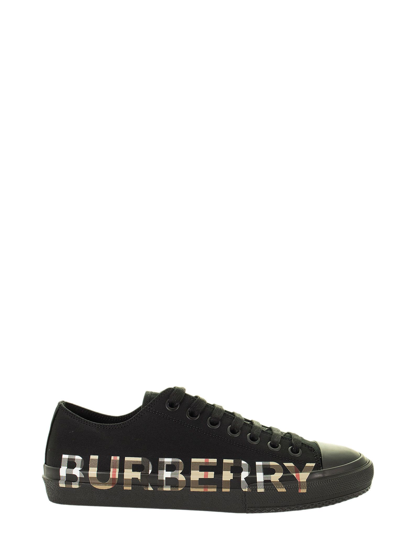 Burberry Larkhall M - Cotton Gabardine Trainer With Logo And Vintage Check Pattern