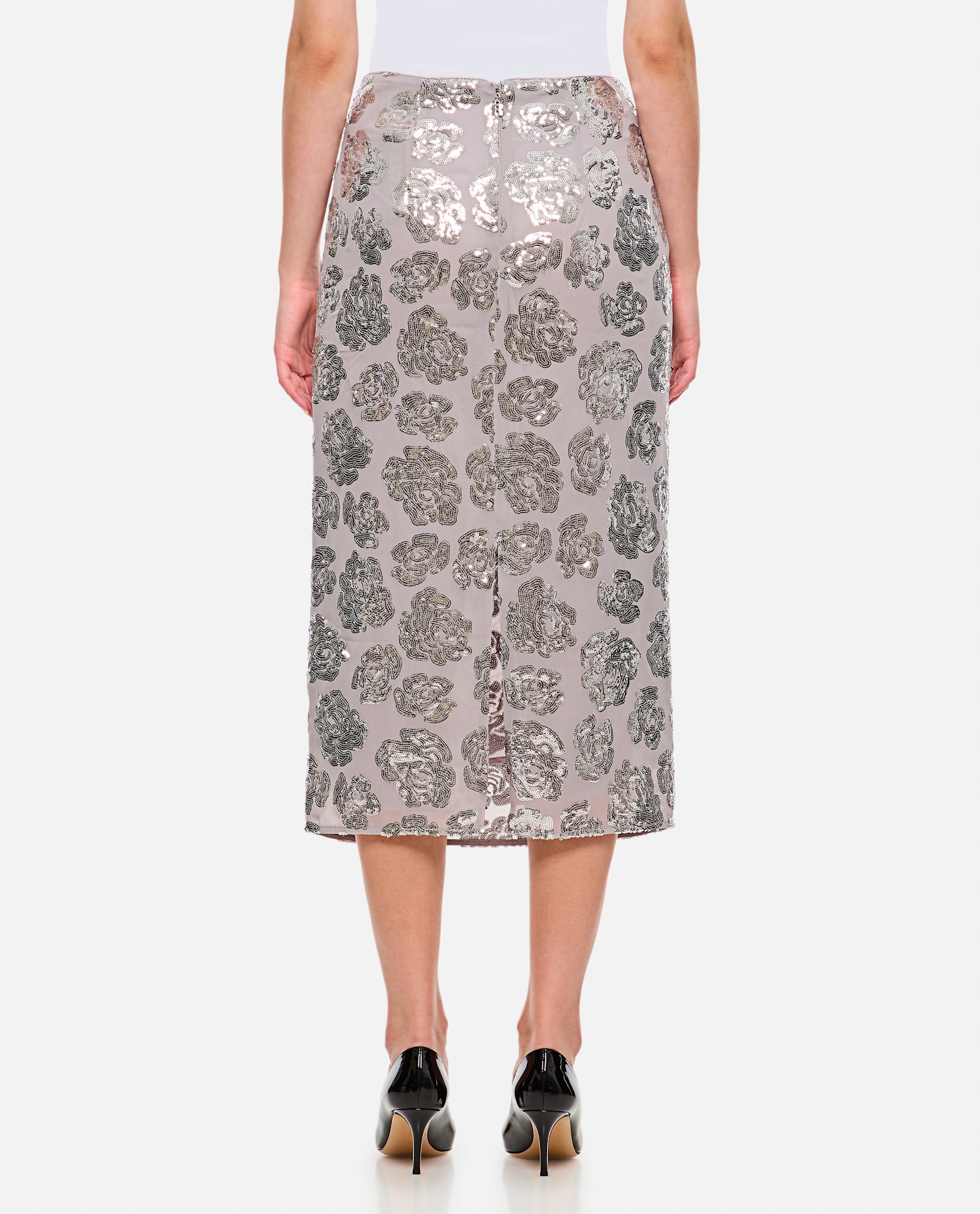 Rotate Birger Christensen Sequin Chiffon Skirt In Silver