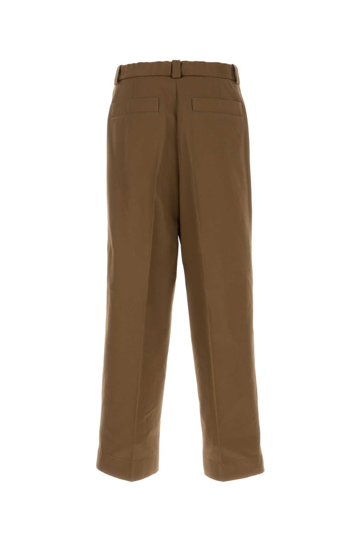Jil Sander Twill Pant With Front Crease And Panel Detailing In Brown