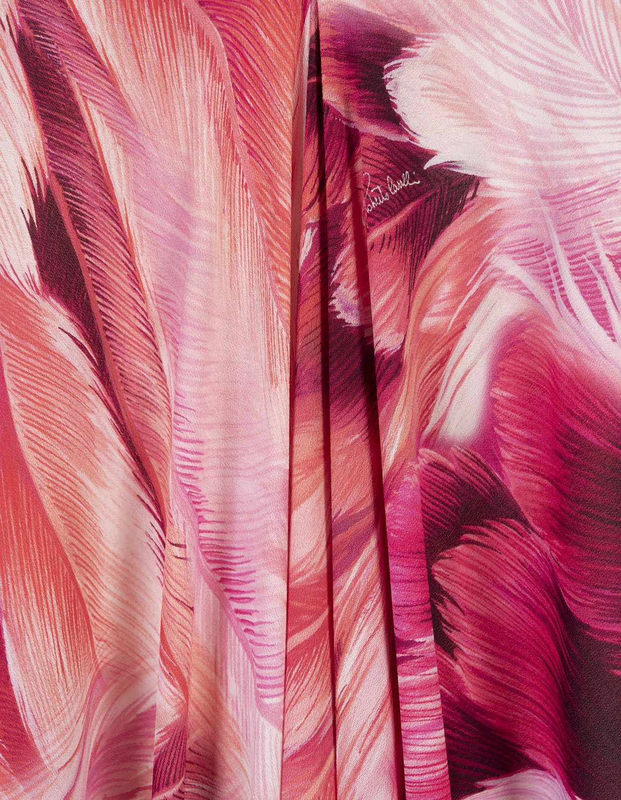 Shop Roberto Cavalli Pink Kaftan With Plumage Print