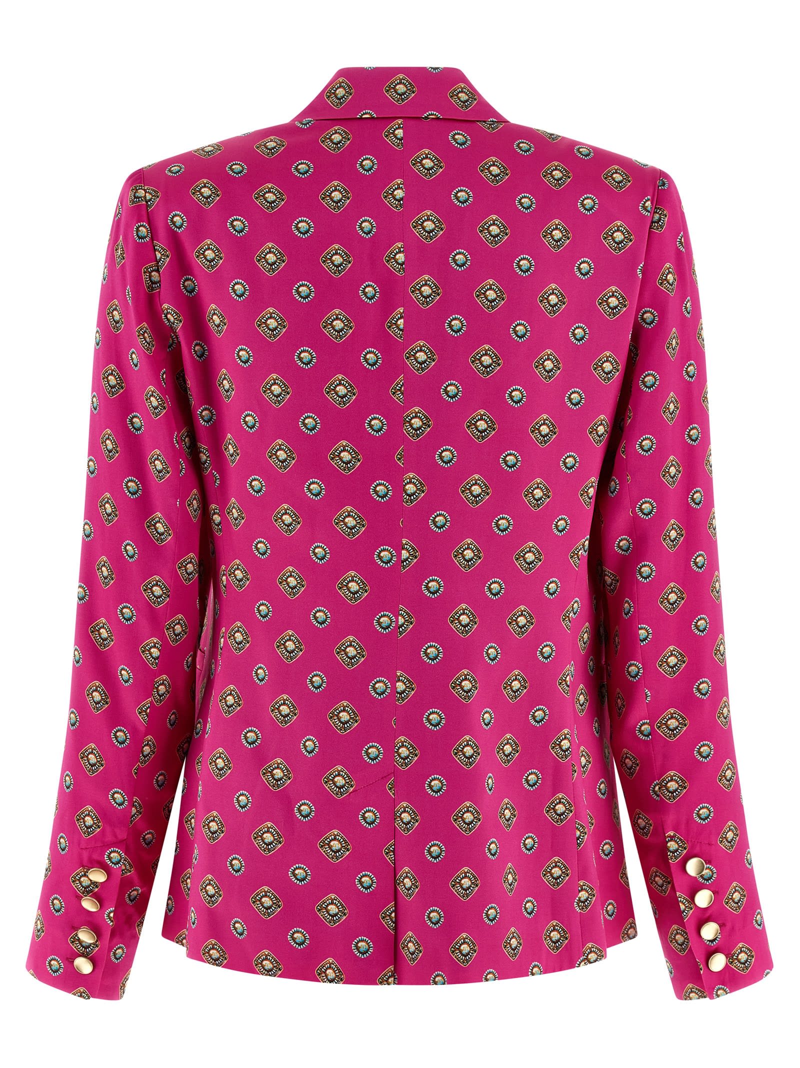 L'agence Southwestern Geometric Colin Double-breasted Blazer In Pink