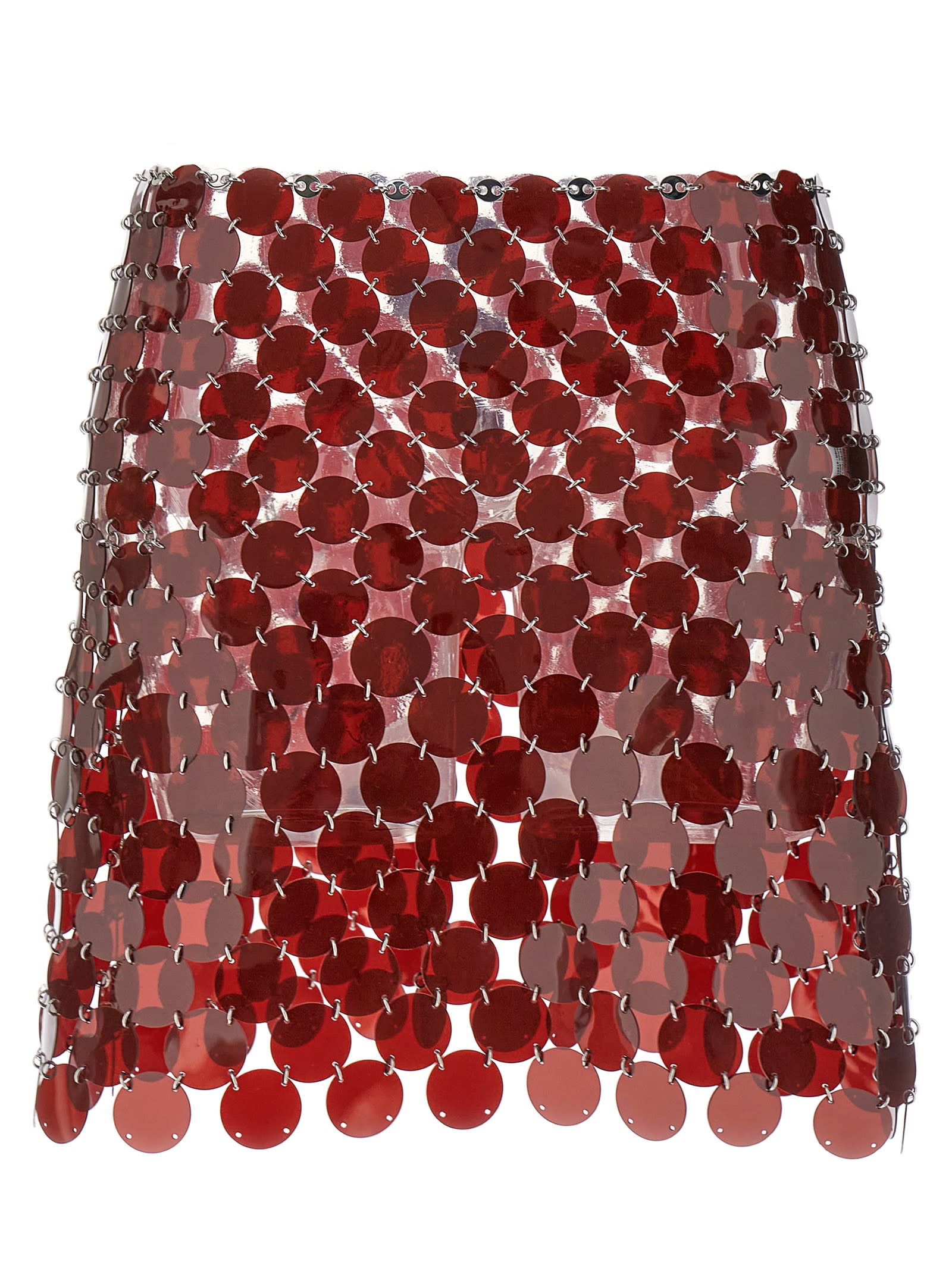 Shop Rabanne Plastic Sequin Skirt In Bordeaux