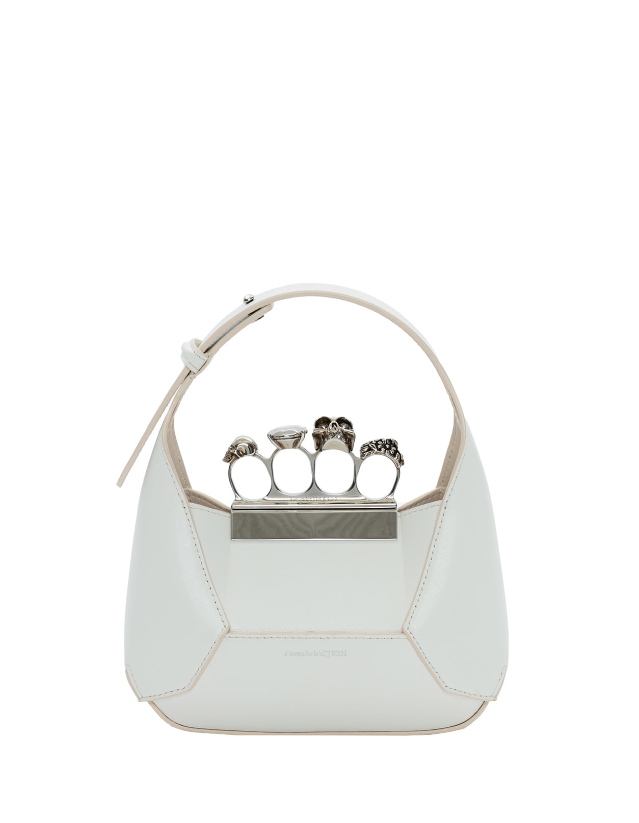 Shop Alexander Mcqueen The Jewelled Hobo Mini Bag In Ivory And Silver In White