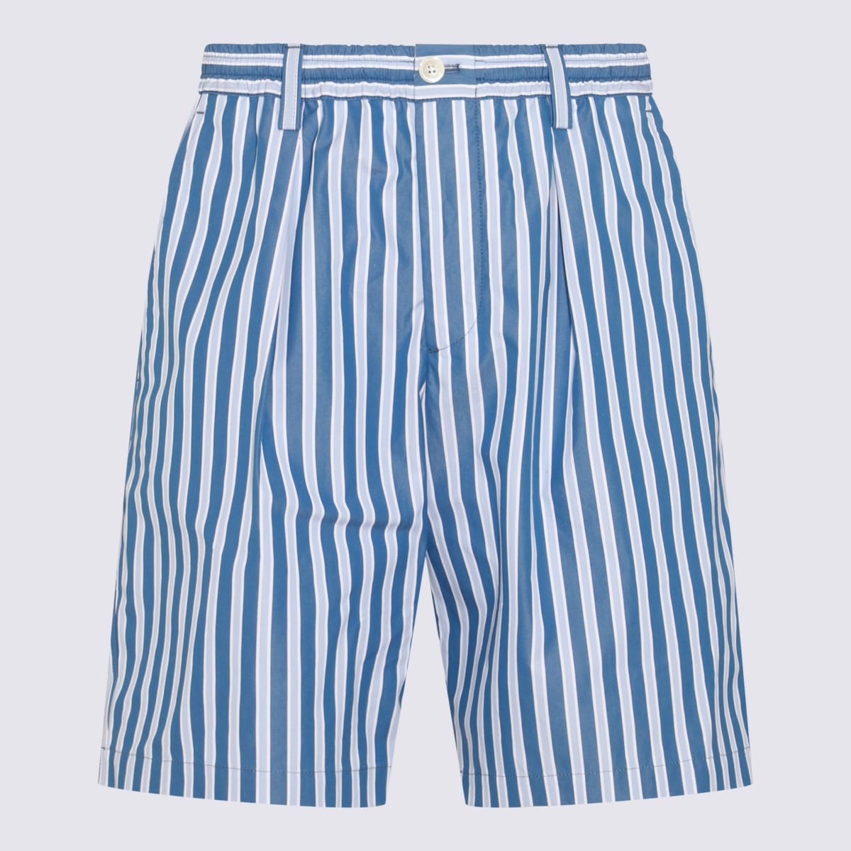 Shop Marni White And Light Blue Cotton Shorts In Opal