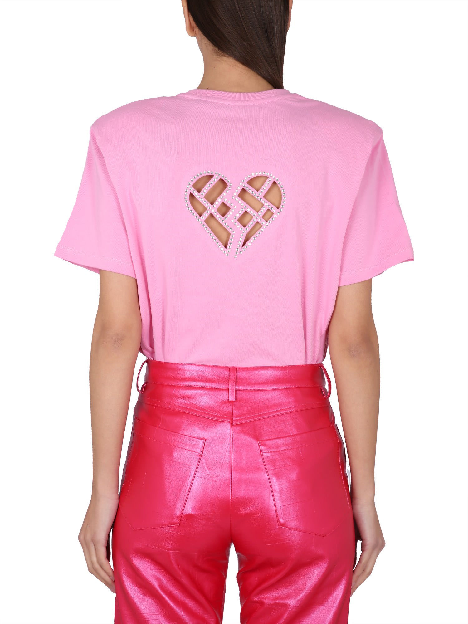 Shop Rotate Birger Christensen T-shirt With Logo In Begonia Pink