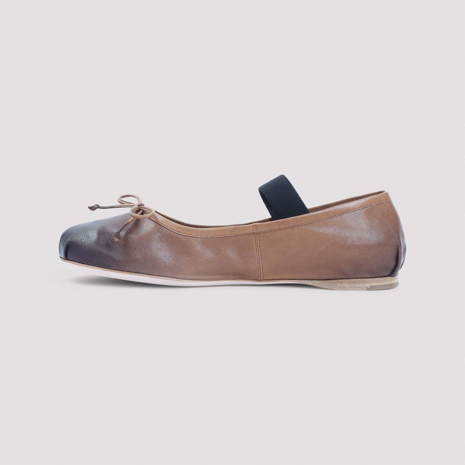 Miu Miu Gradient Brown Lamb Leather Ballet Flats With Bow Detail