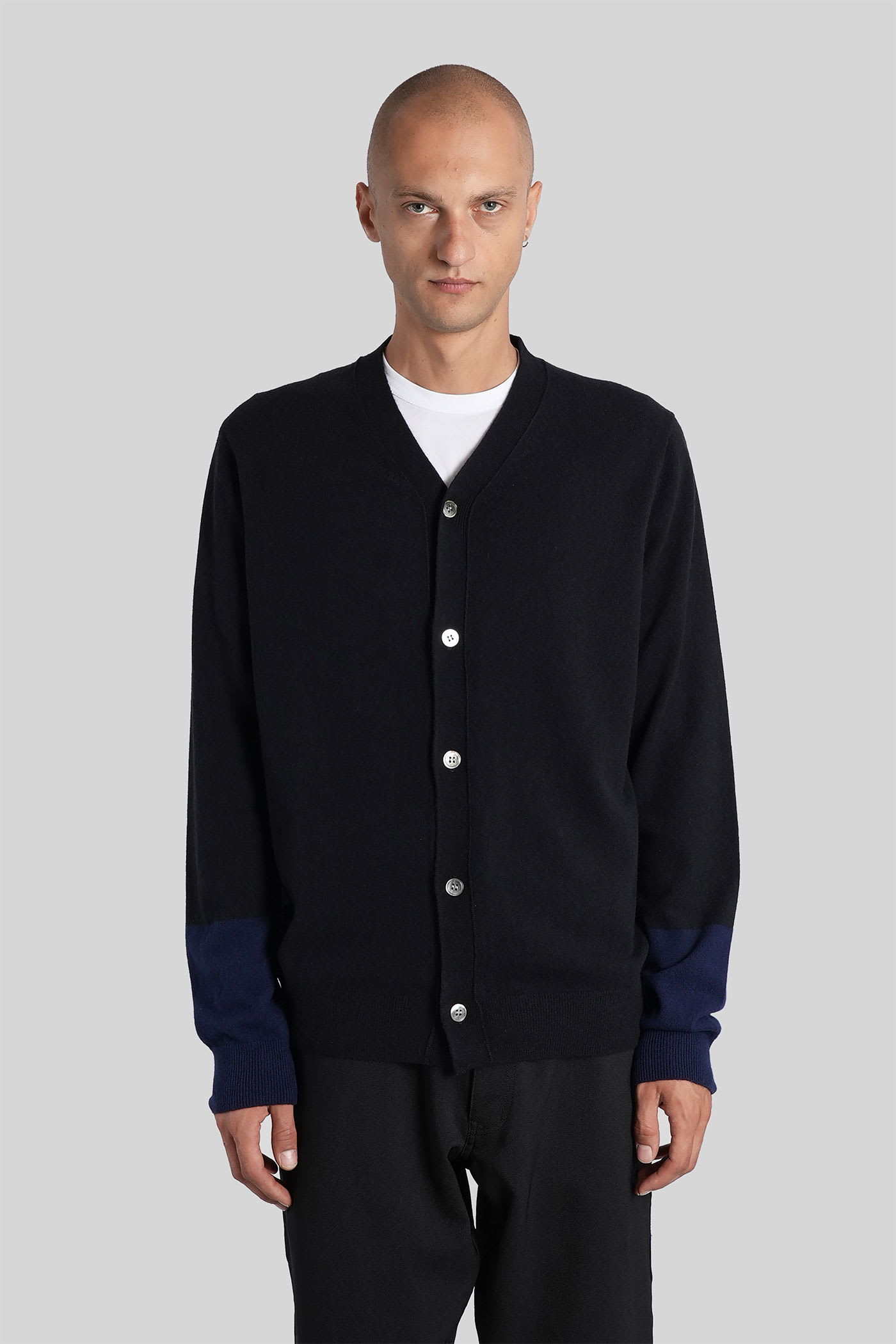 Comme Des Garçons Cardigan In Black Wool In Black