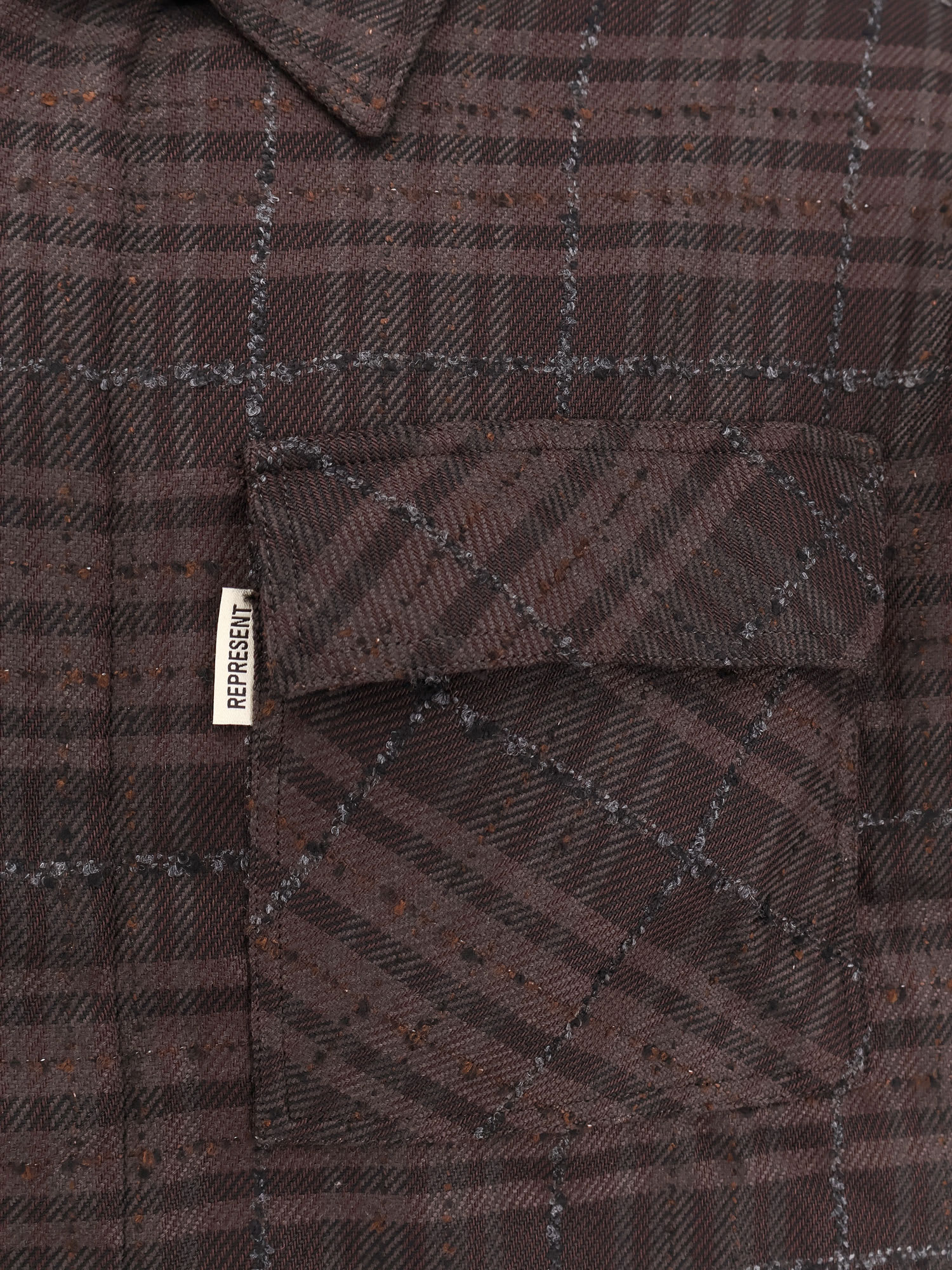 Represent Flannel Shirt Poches Poitrine Broderie Manches Longues In Marrone
