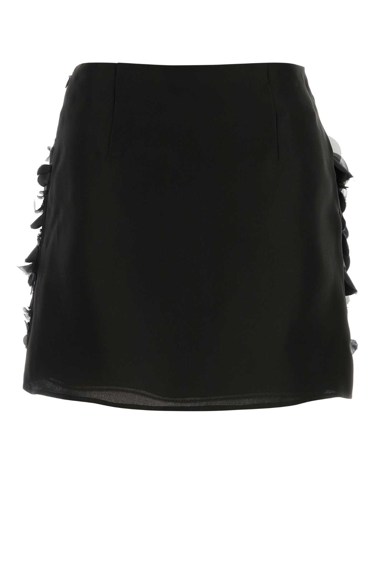 Shop Prada Black Silk Mini Skirt In Nero