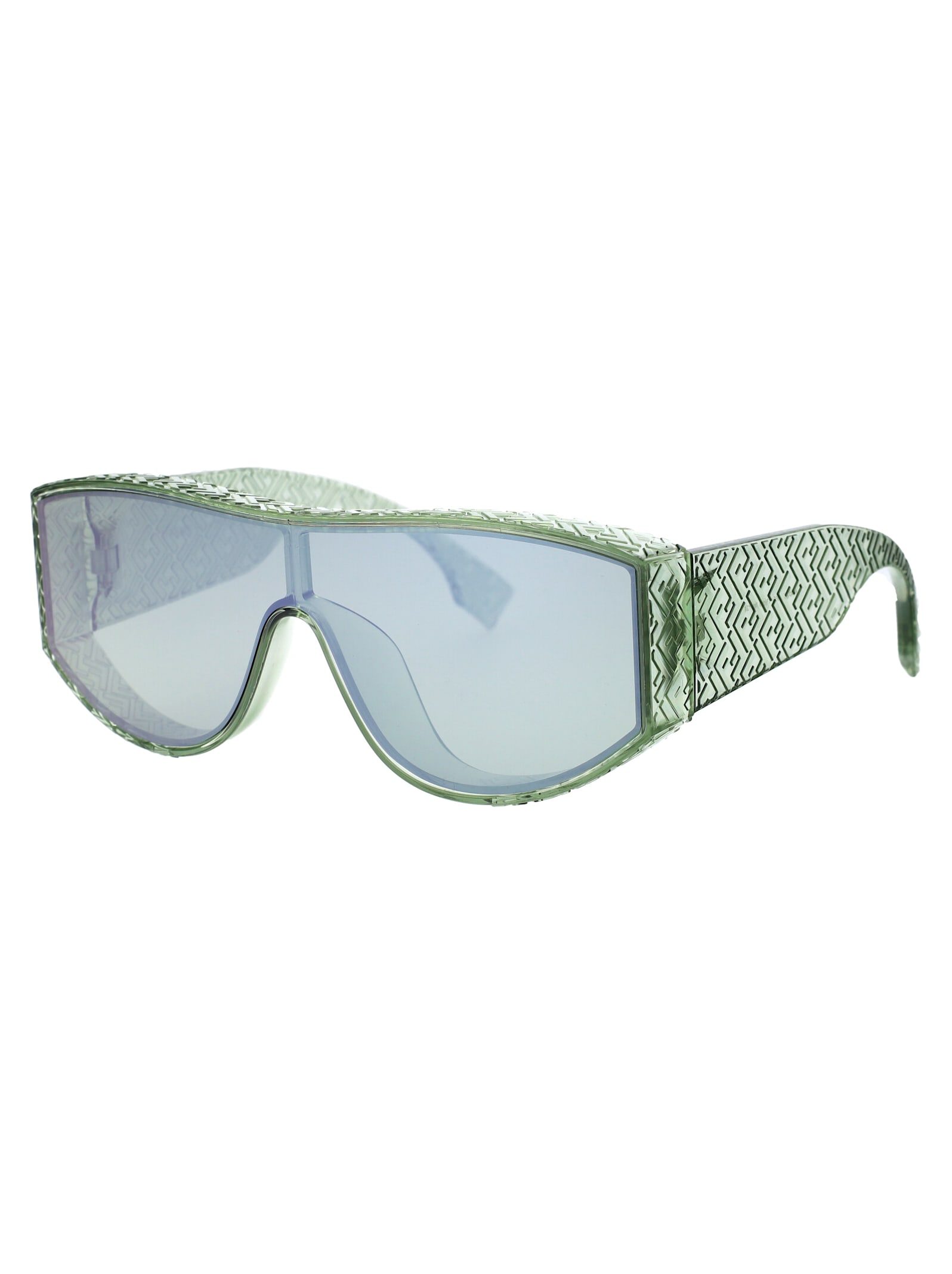 Shop Fendi Lab Sunglasses In 93q Shiny Light Green / Green Mirror