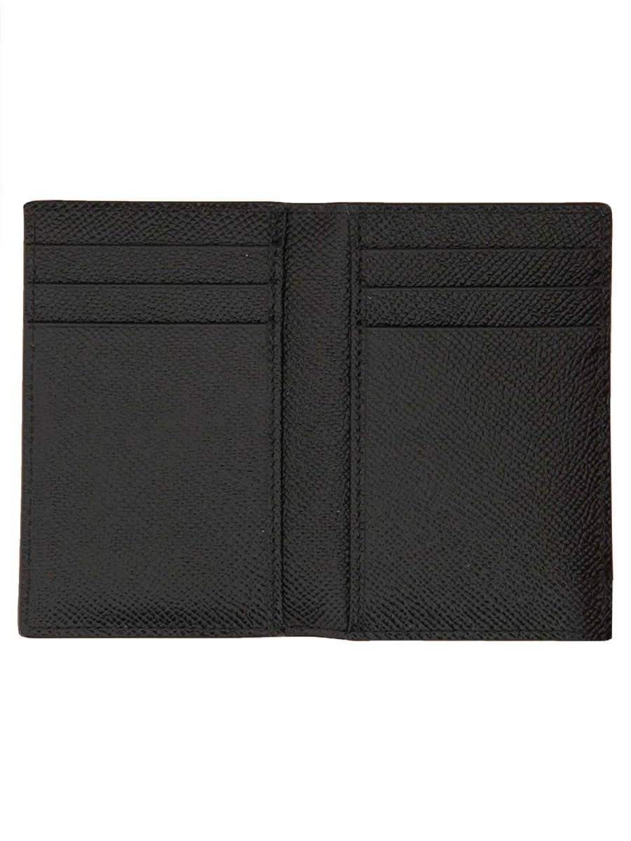 Dolce & Gabbana Black Textured Calf Leather Bi-fold Wallet In Black