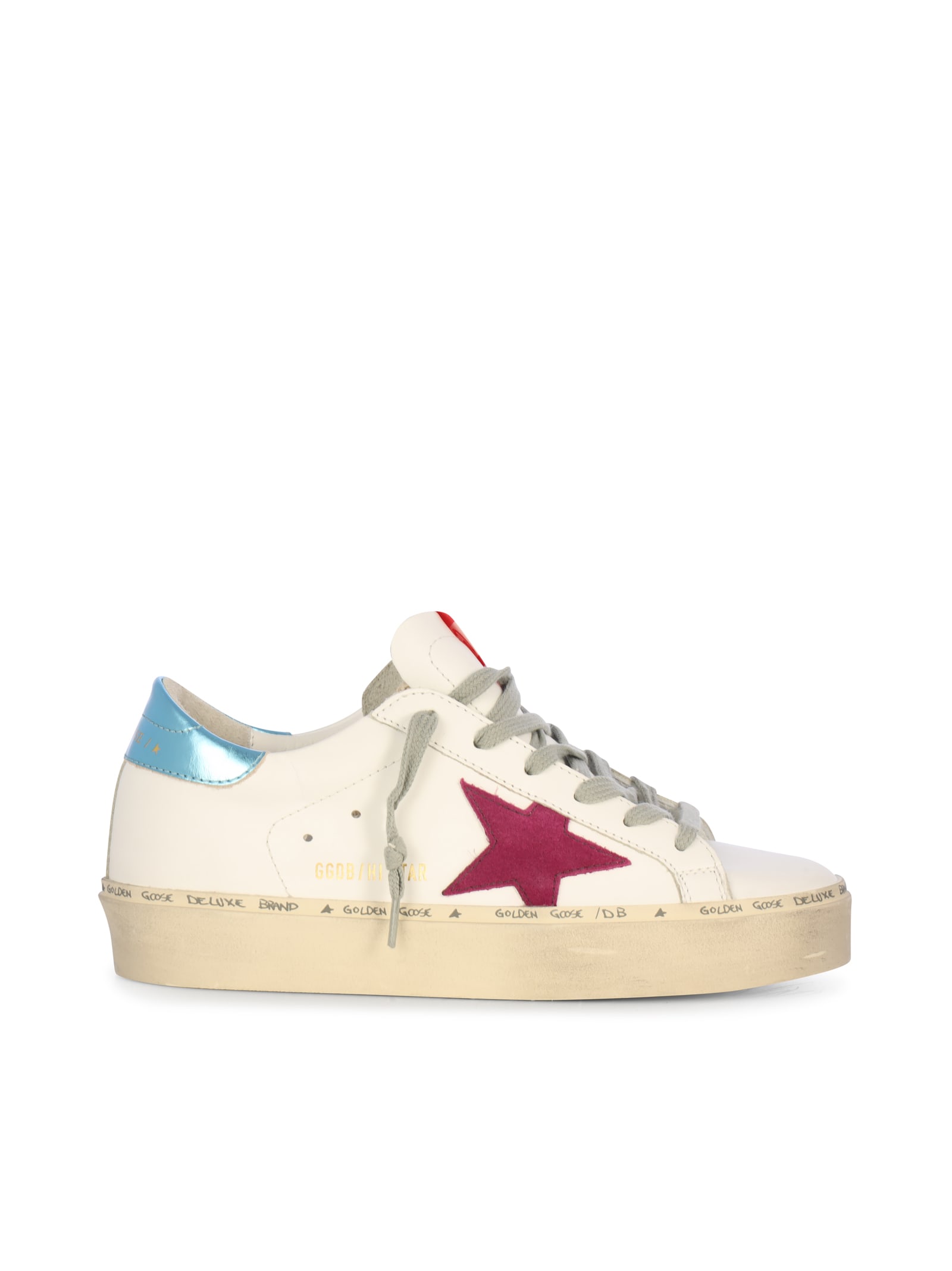 Buy Golden Goose Hi Star Leather Upper Suede Star Laminated Heel online, shop Golden Goose shoes with free shipping