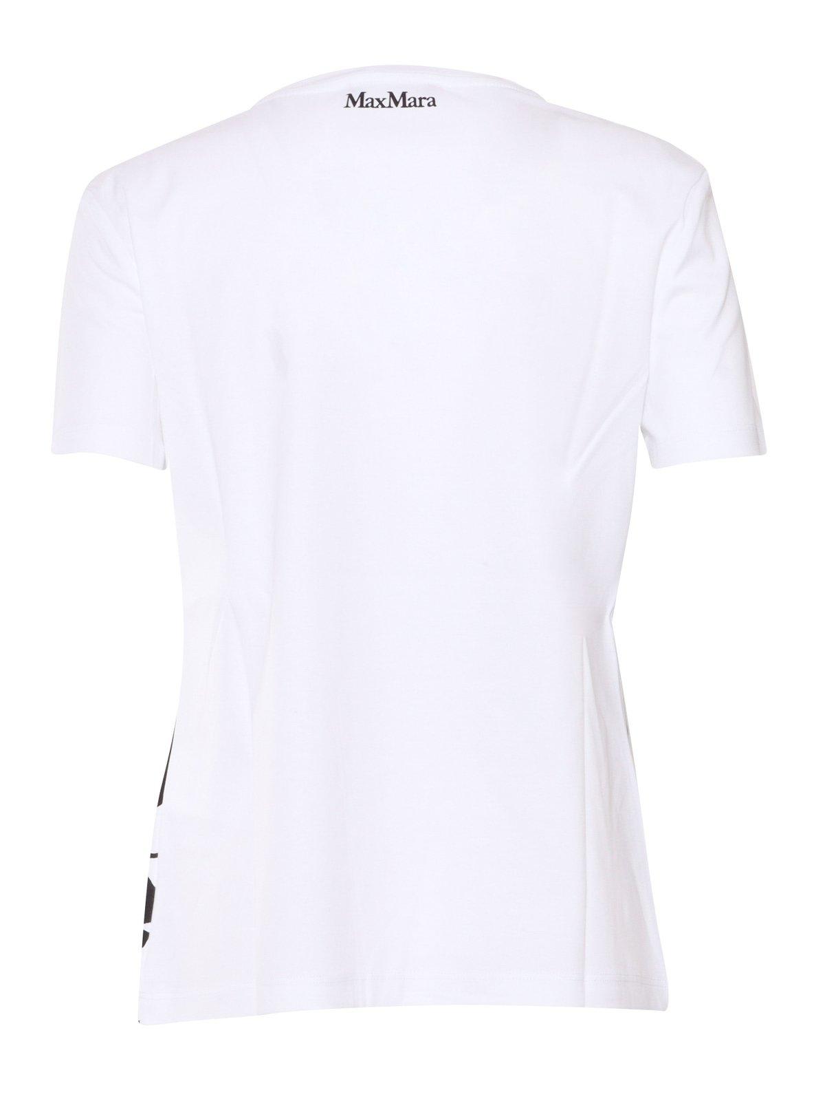 Max Mara Floral Printed Crewneck T-shirt In White