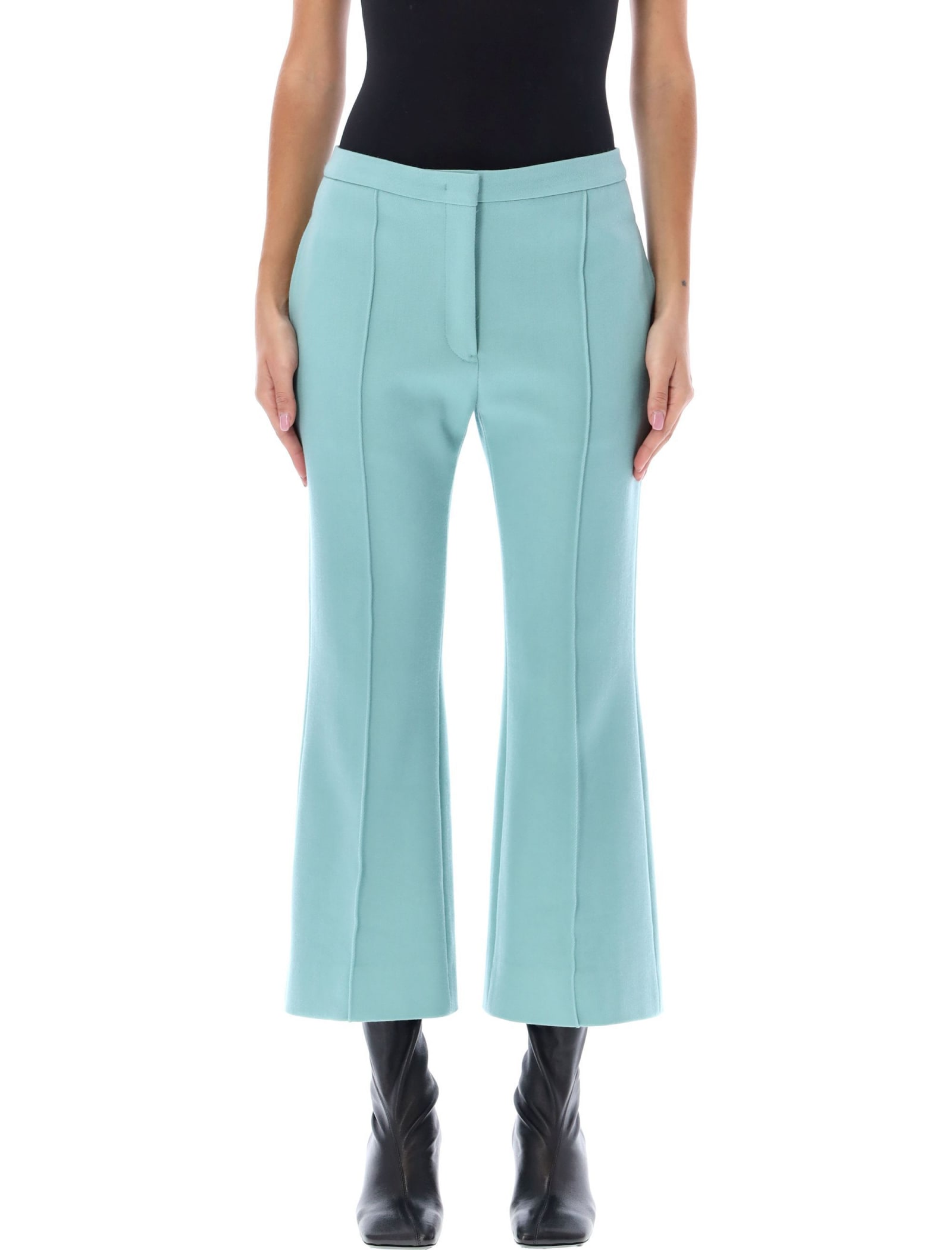 Shop Jil Sander Cropped Trousers In Light Blue