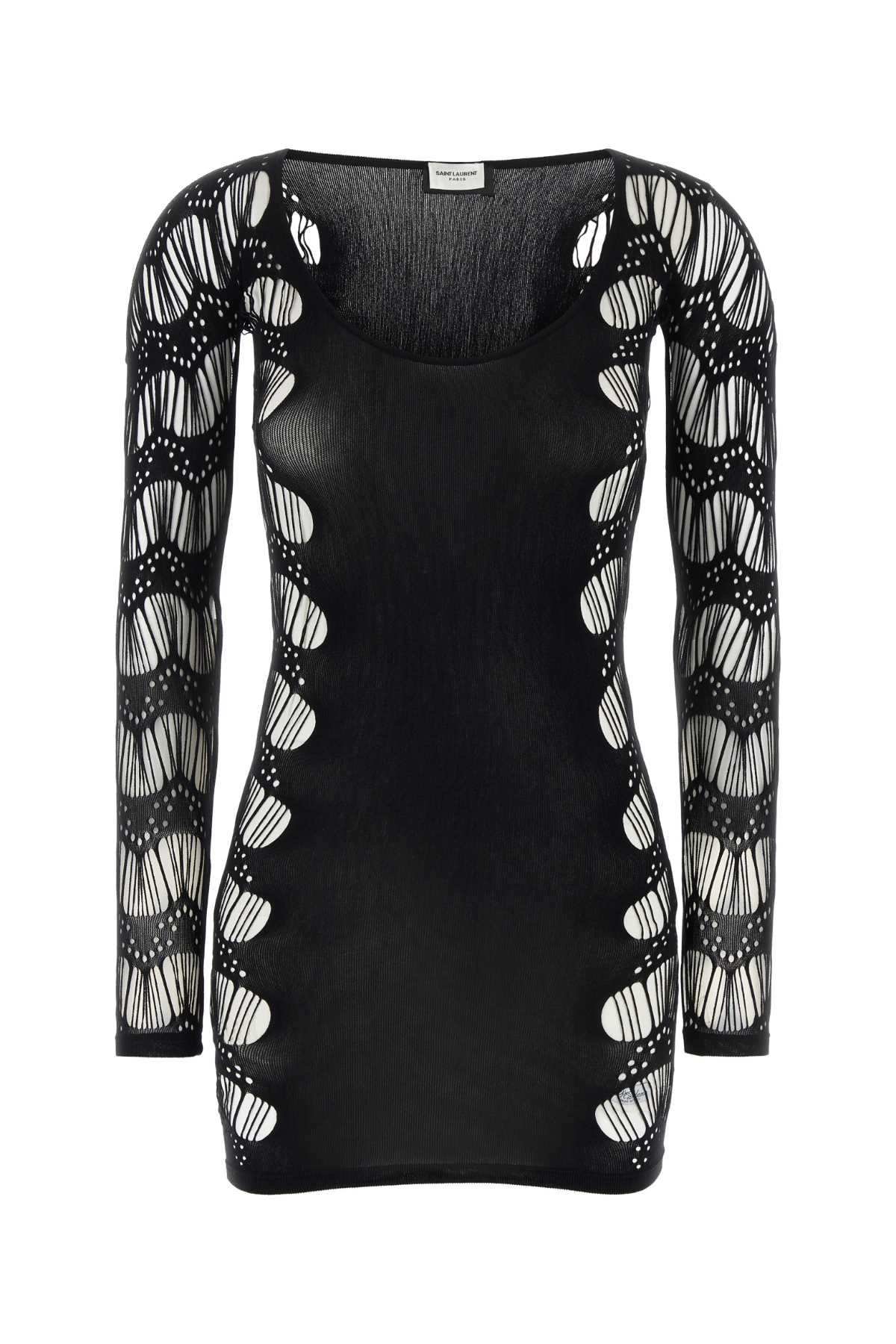 Shop Saint Laurent Black Stretch Nylon Mini Dress In Noir