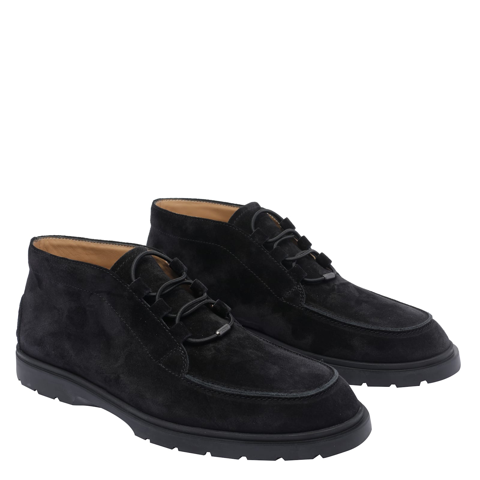 Tod's Suede Ankle Boot With Elastic Drawstring In Black