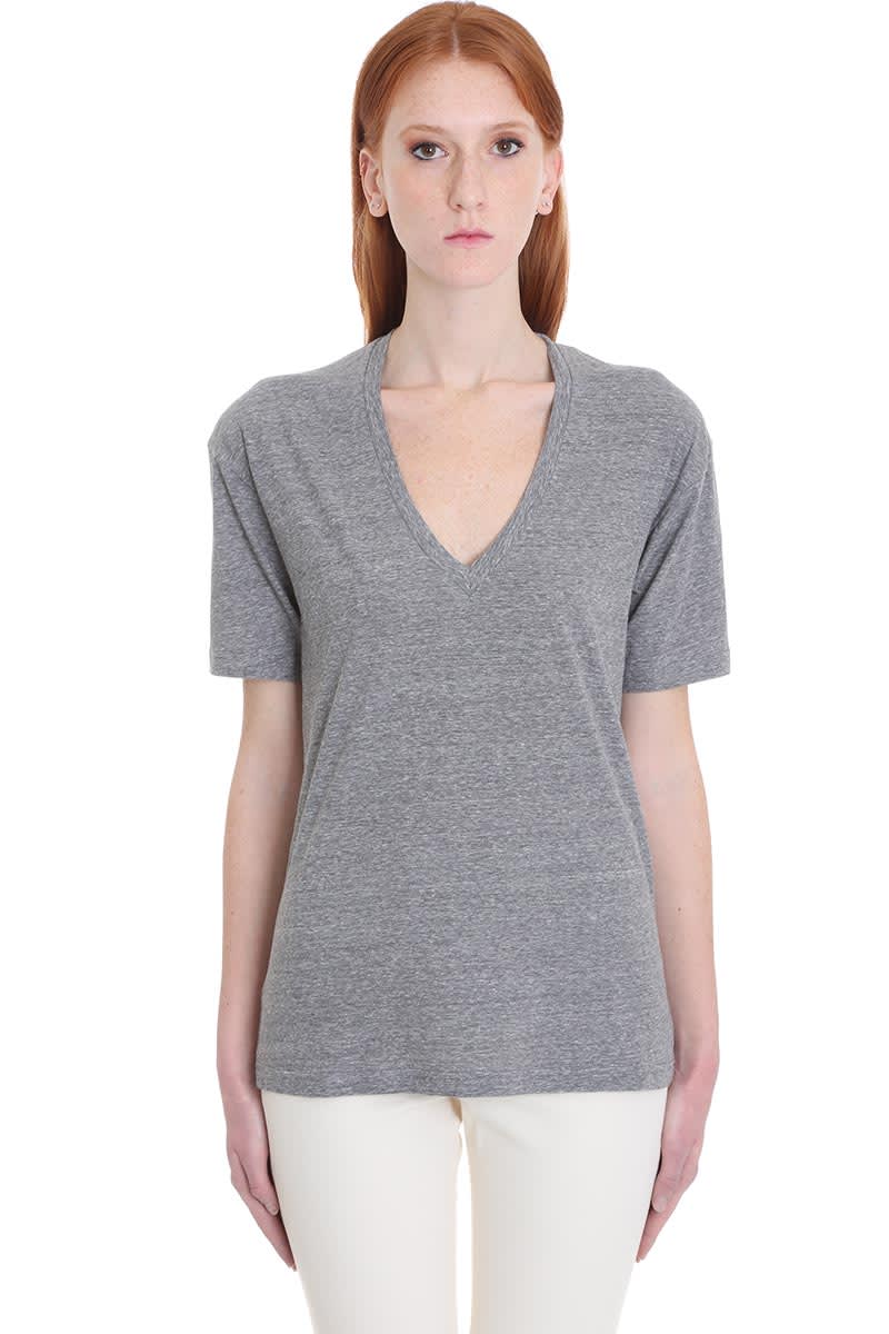 ISABEL MARANT MAREE T-SHIRT IN GREY COTTON,11213475