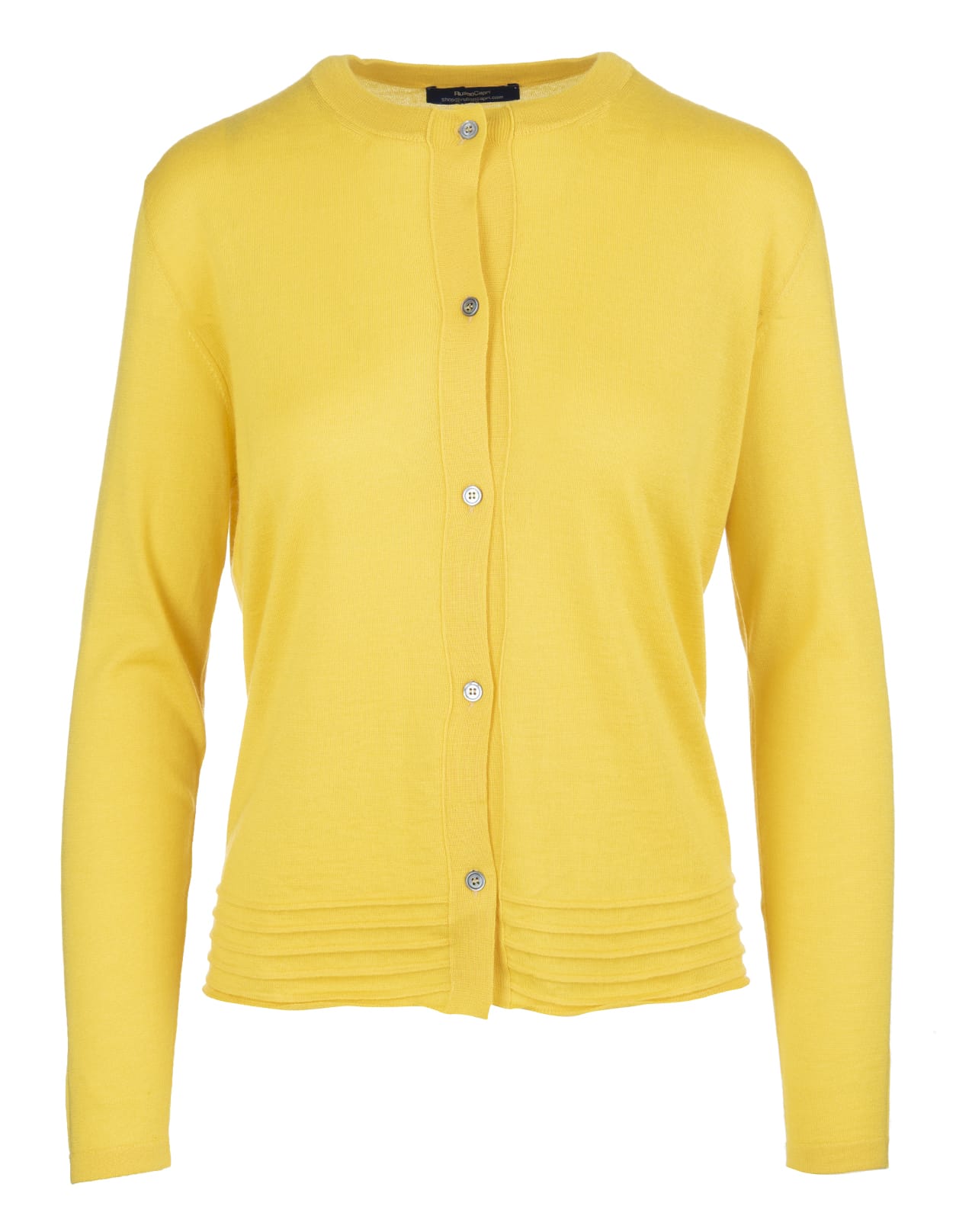 FEDELI FEDELI YELLOW CARDIGAN WITH ROUND