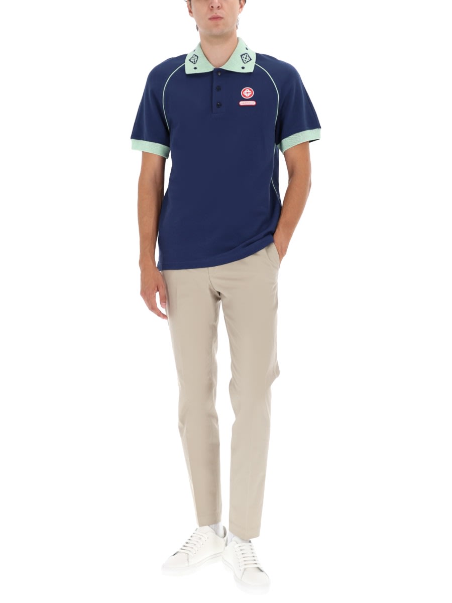 Casablanca Polo With Logo In Blue