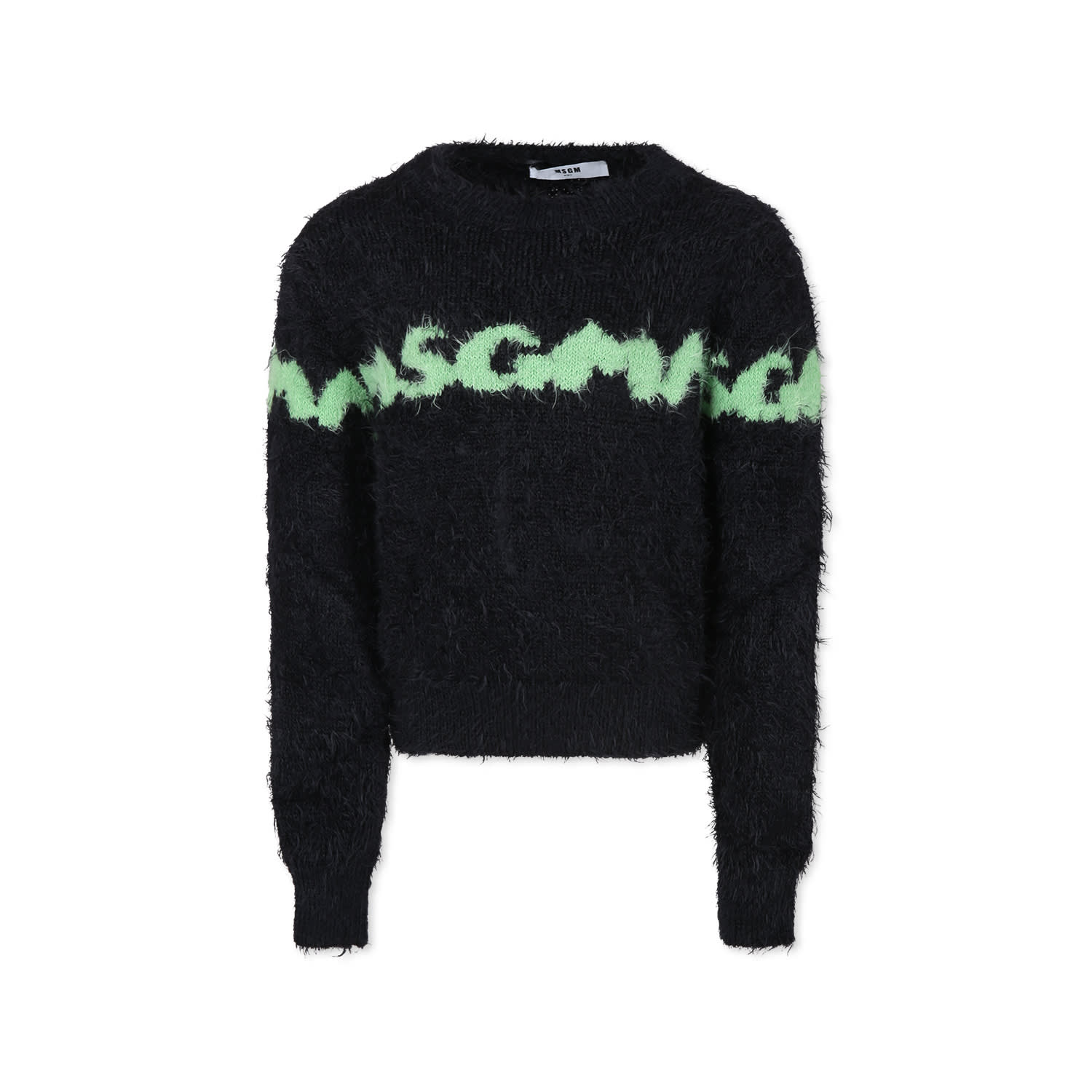 Shop Msgm Black Sweater For Girl With Logo