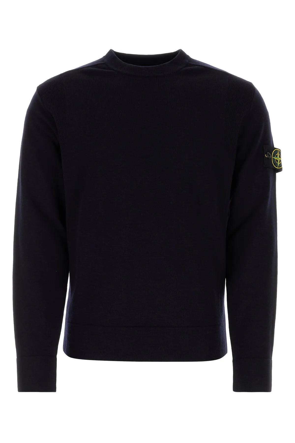 Shop Stone Island Midnight Blue Wool Blend Sweater