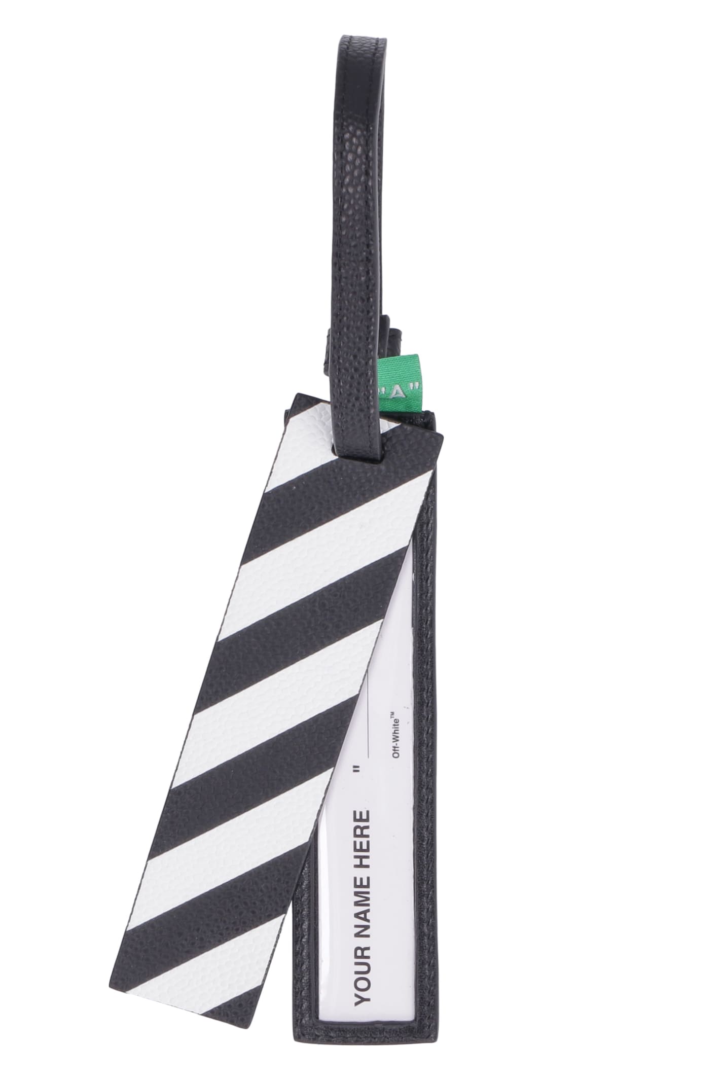 off white luggage tag