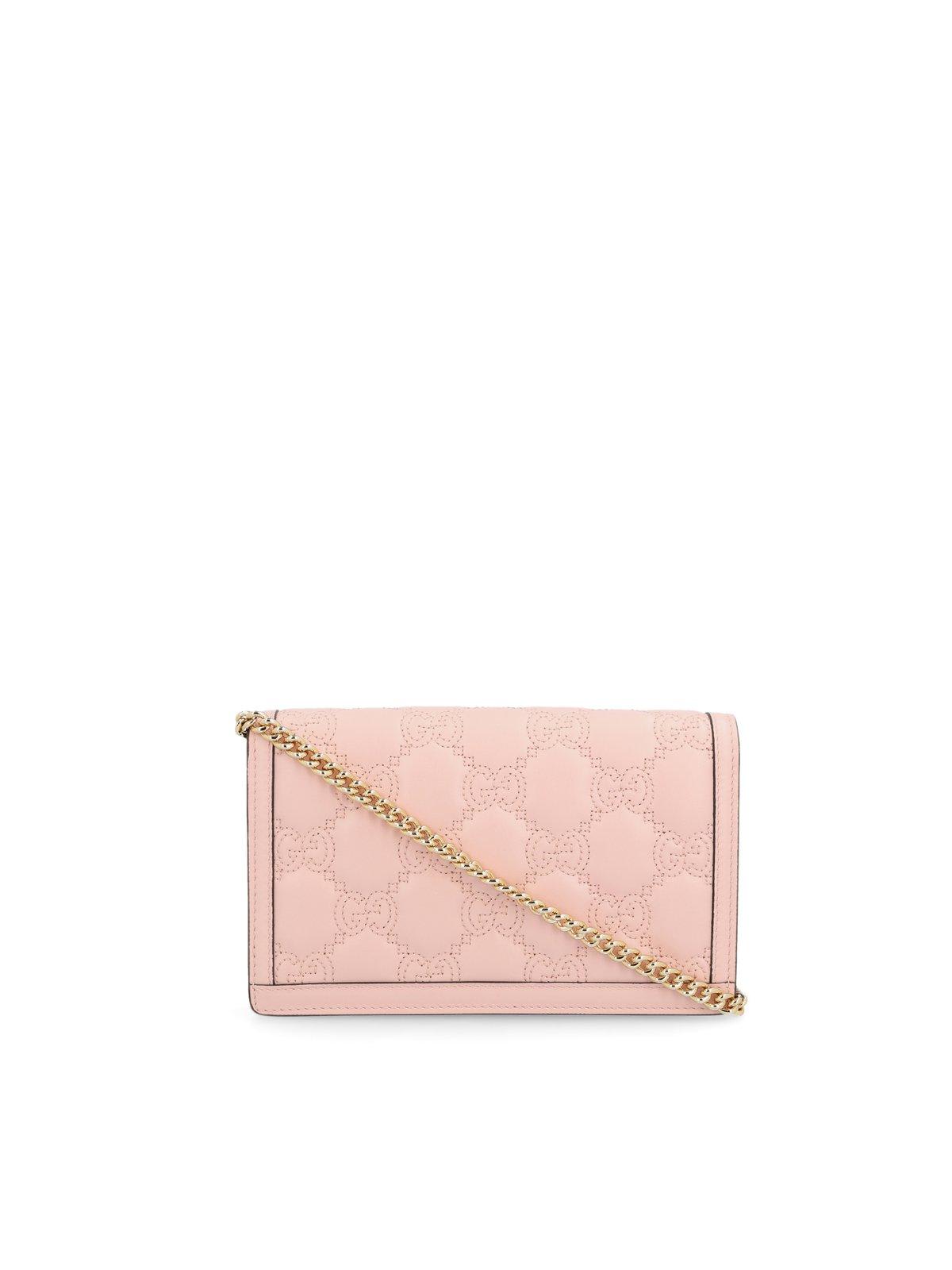 Shop Gucci Gg Matelassé Chain Wallet In Pink