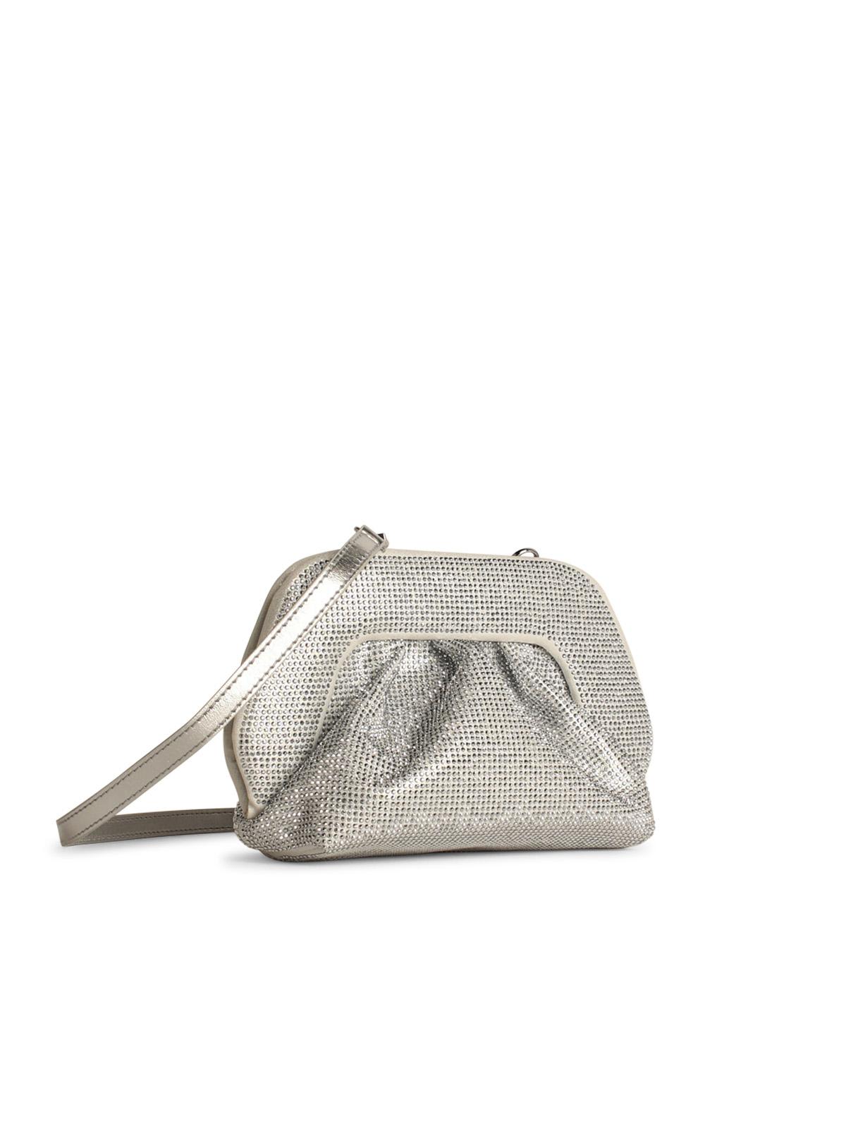 Shop Themoirè Gea Strass Silver Vegan Leather Bag