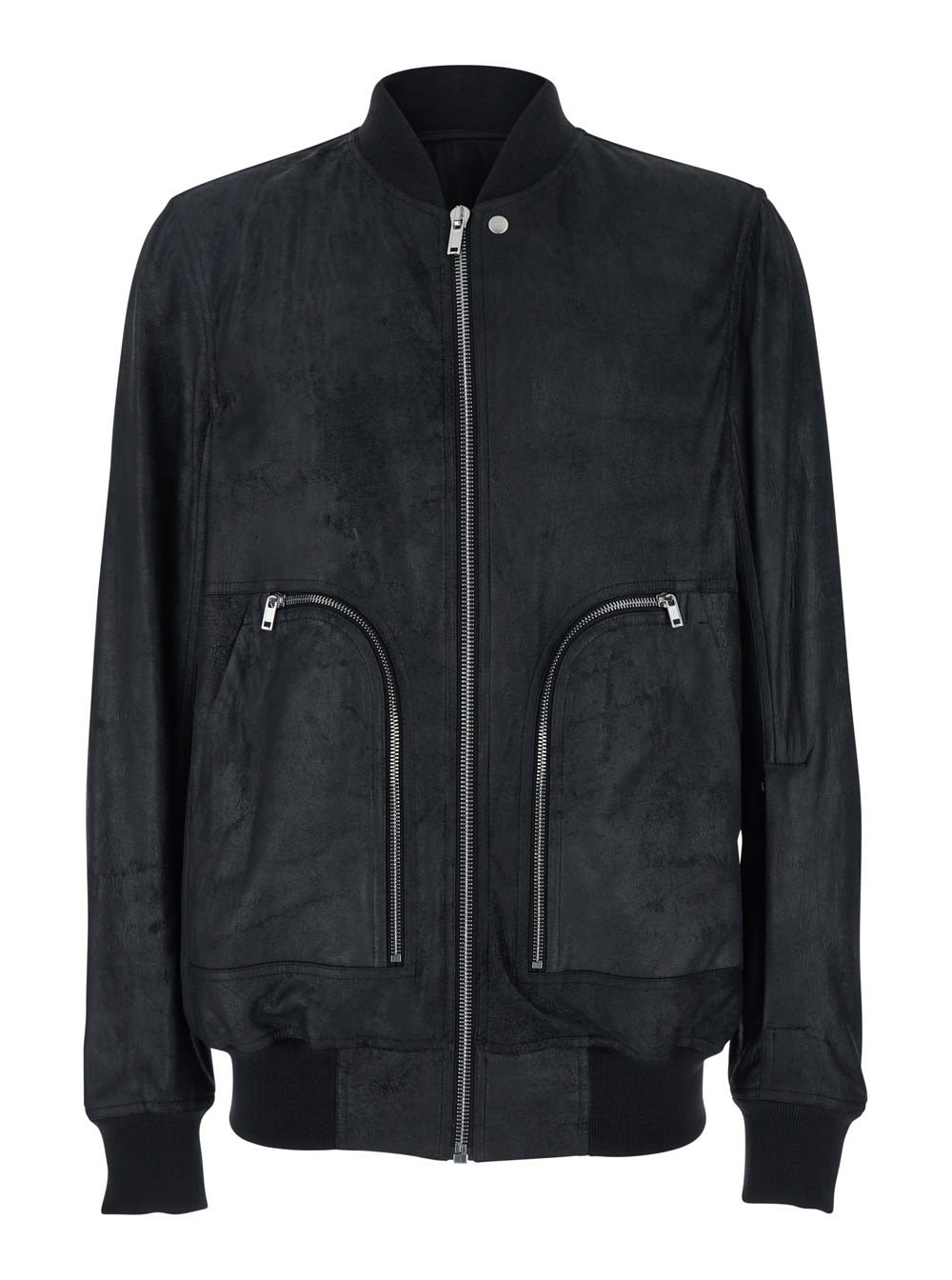 bauhaus Flight Black Bomber Jacket With Zipped Pockets On The Front In Leather Man