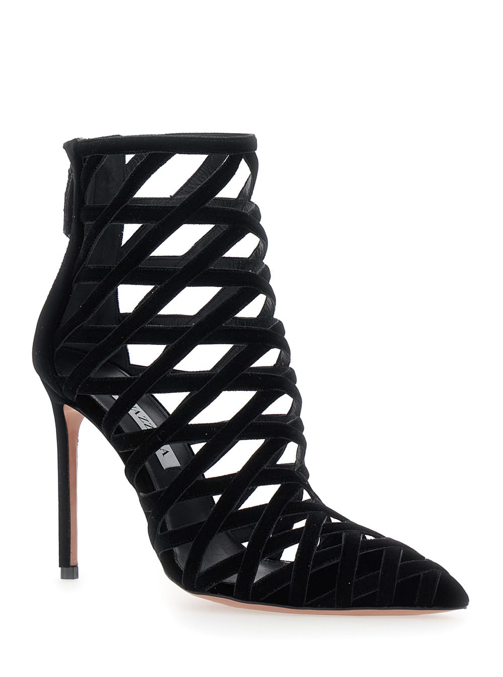 Shop Aquazzura Romance Black Pumps With Interwoven Design In Velvet Woman