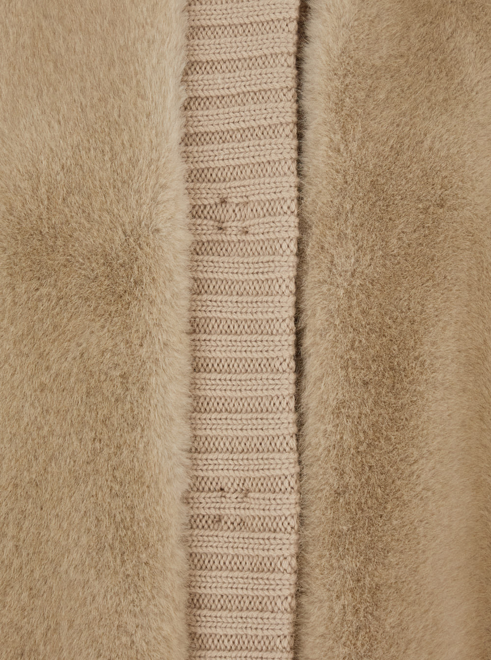 Pinko Genovese Beige Sleeveless Vest With High Neck And Ribbed Details In Ecofur Woman In Neutral