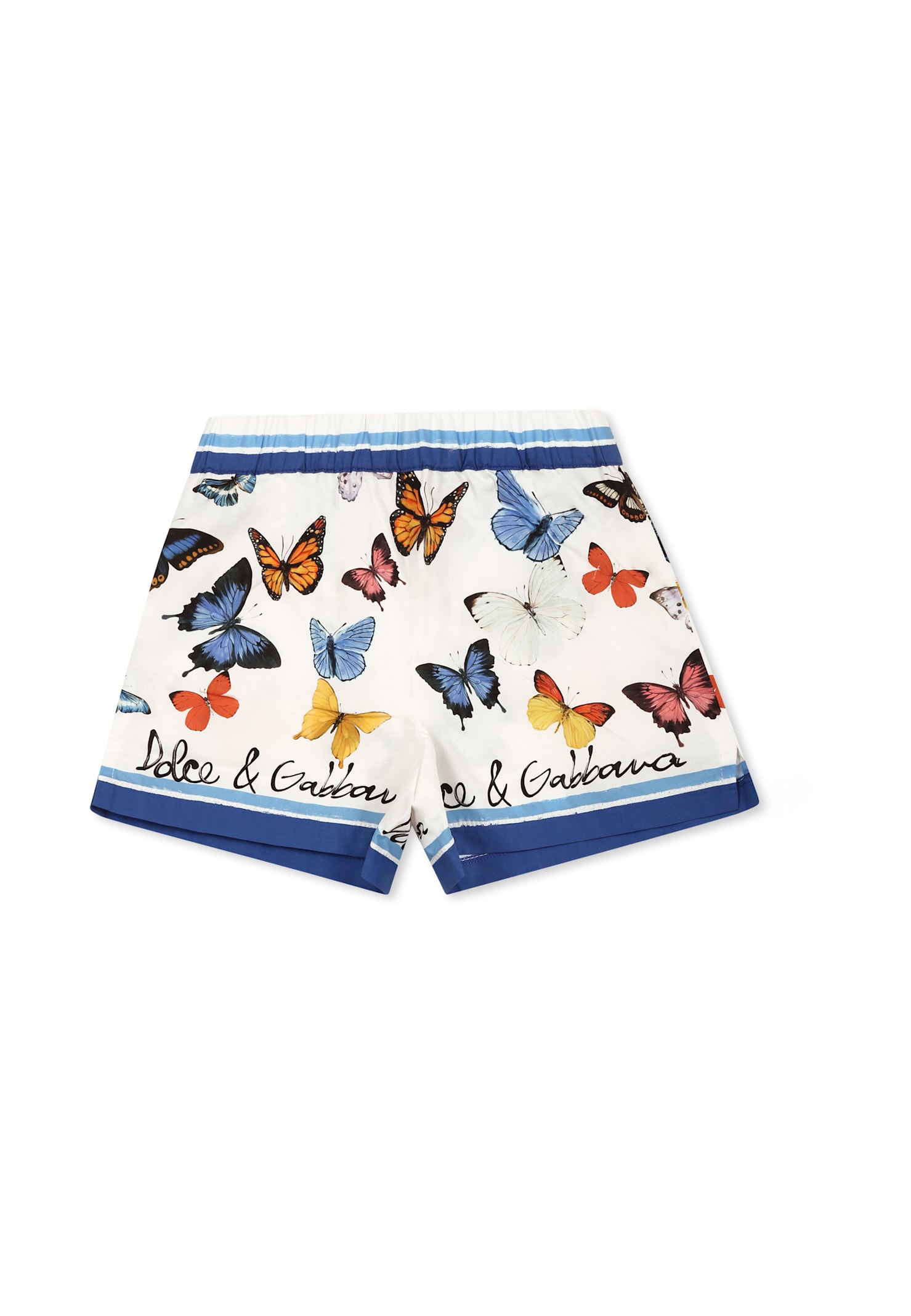 Dolce & Gabbana White Shorts For Baby Girl With Butterflies In White