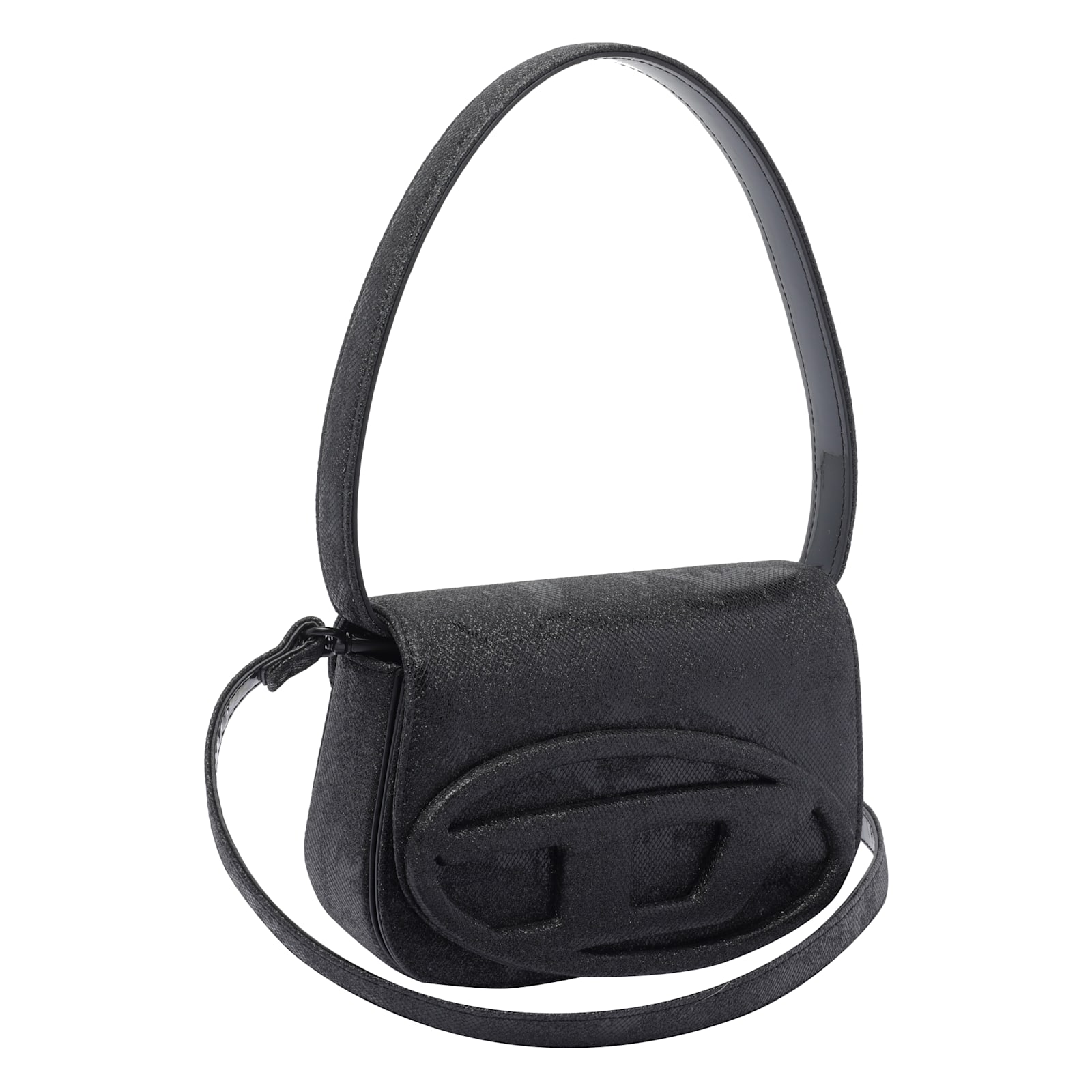 Diesel 1dr Glitter Fabric Shoulder Bag In Black