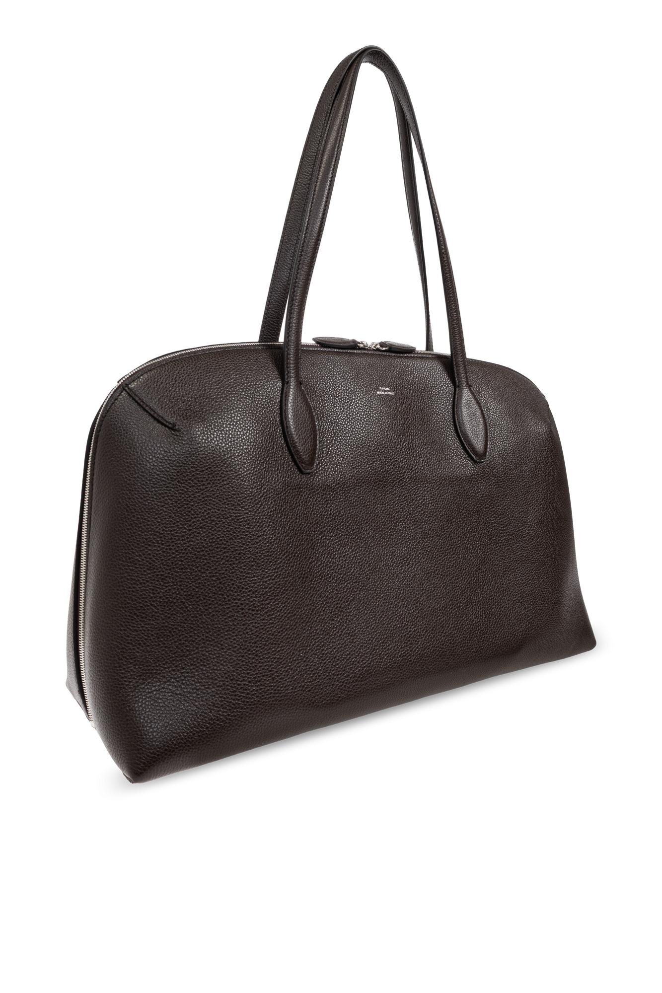 Totême Textured Leather Tote Bag With Zip Closure In Multi