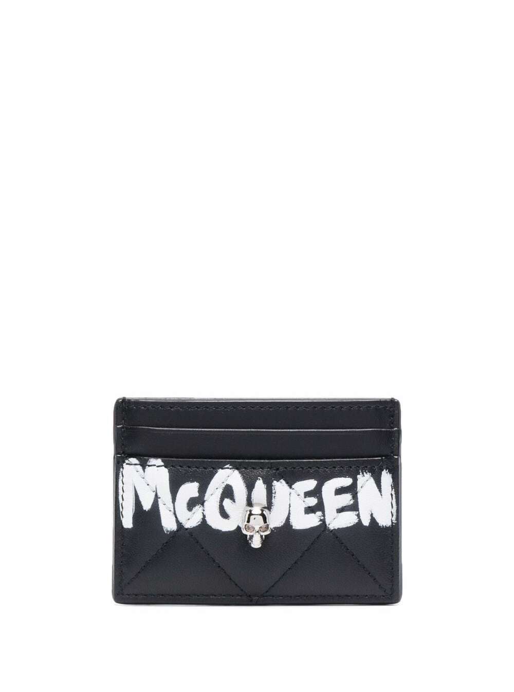 Alexander McQueen Quilted Leather Card Holder With Logo Print
