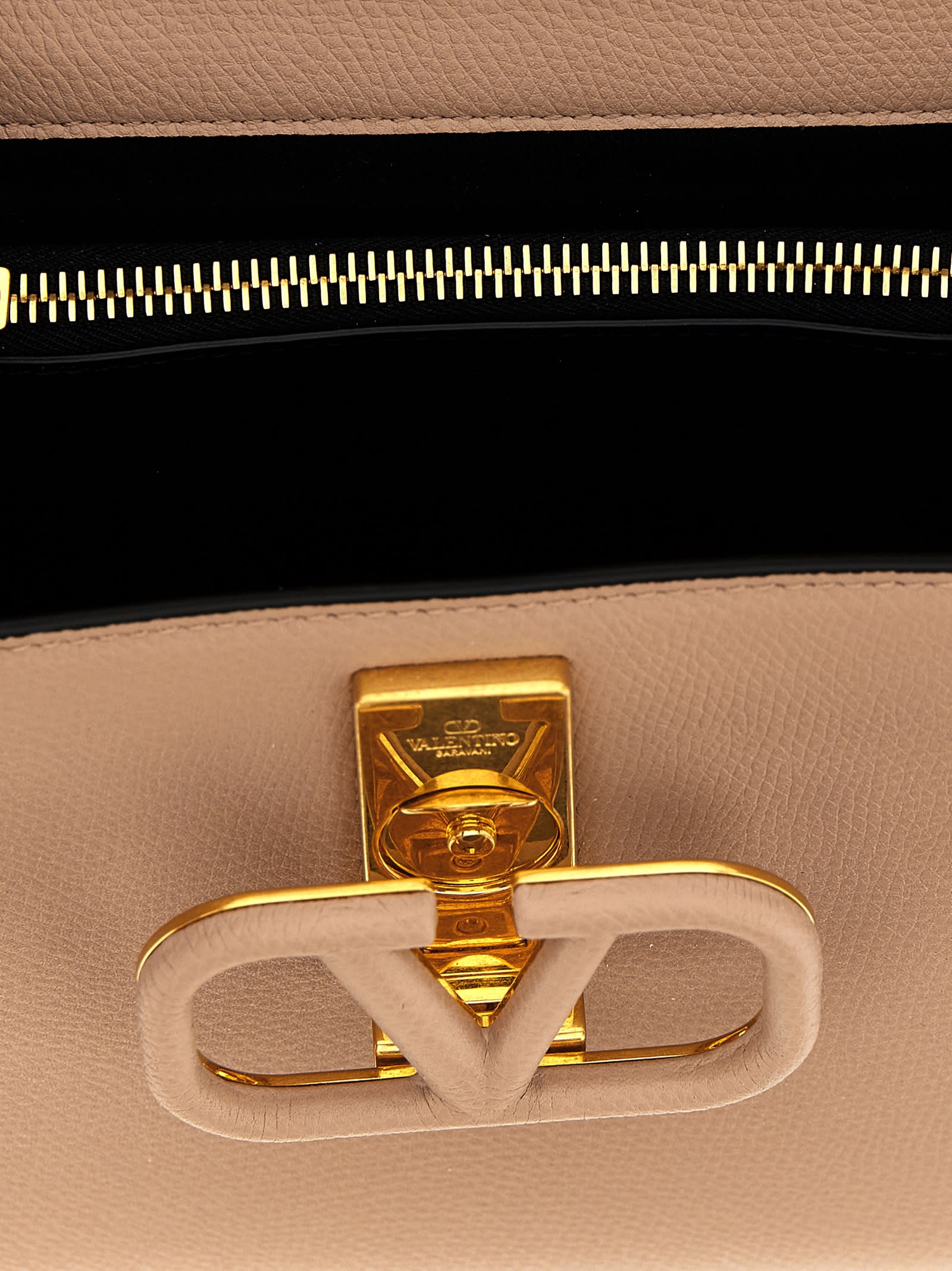 Valentino Small Vsling Handbag Top Handle In Neutral