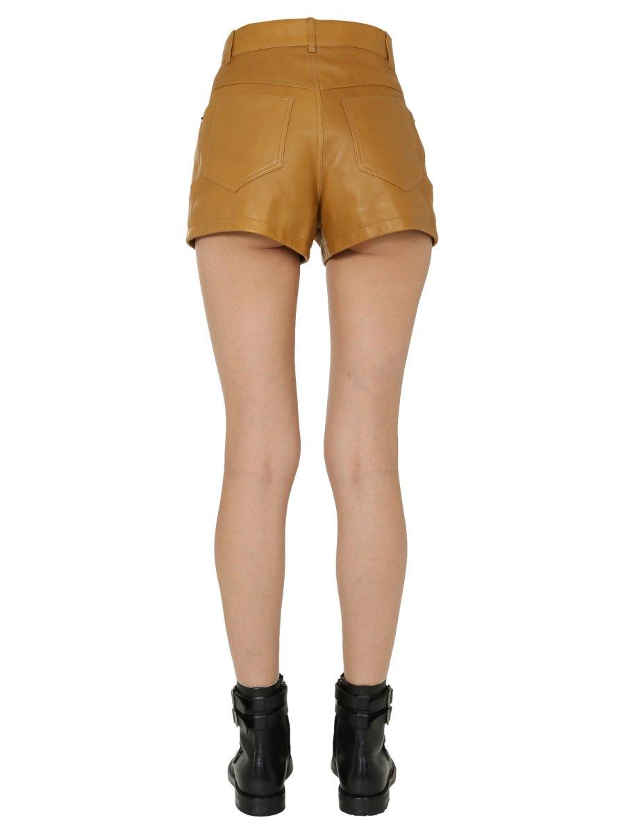 Shop Saint Laurent High-waisted Leather Shorts In Multicolour