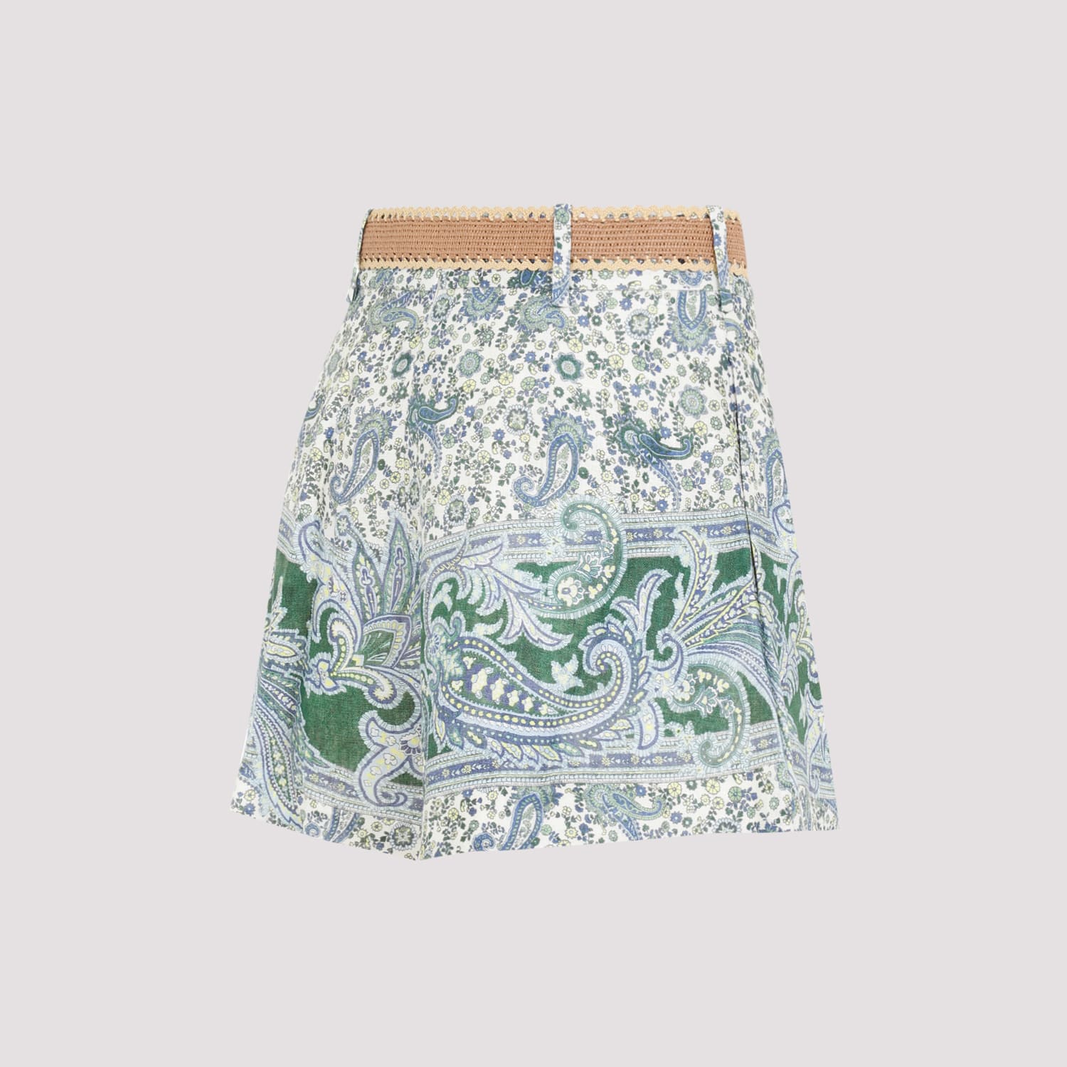 Shop Zimmermann Ottie Tuck Short In Green Paisley