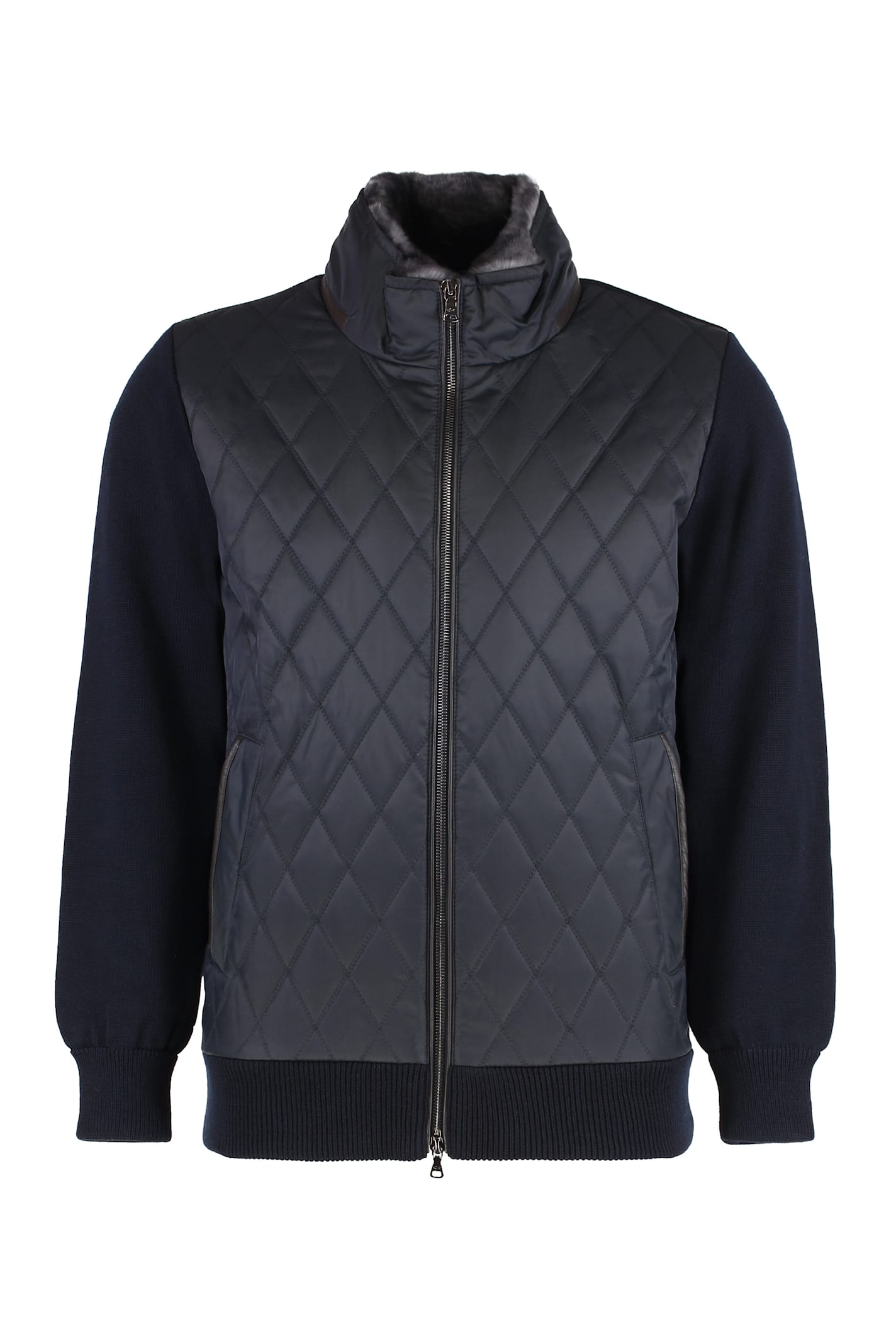 Paul&amp;shark Knitted Jacket With Padded Panel In Black