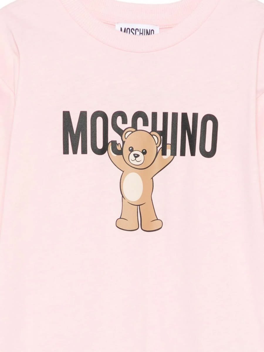 Moschino Teddy Bear Logo T-shirt In Pink