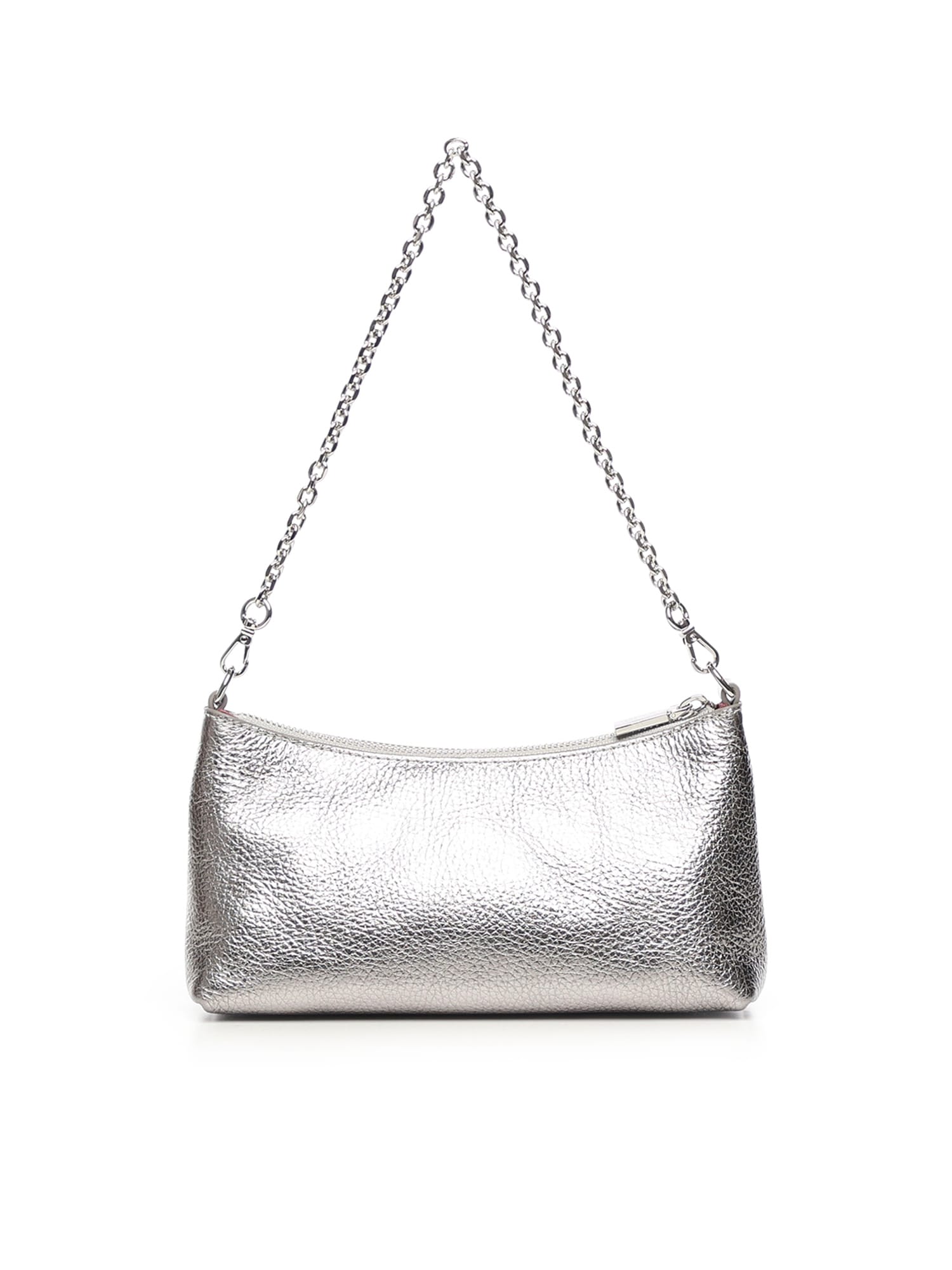 Coccinelle Grained Leather Mini Bag In Silver