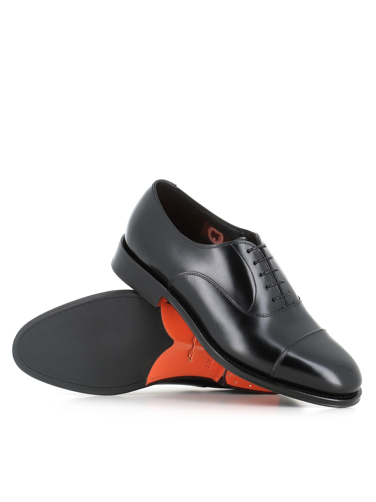Santoni French Leather And Rubber Background In Black